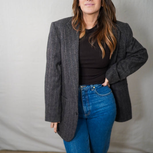 VINTAGE ANDHURST HERRINGBONE WOOL BLAZER