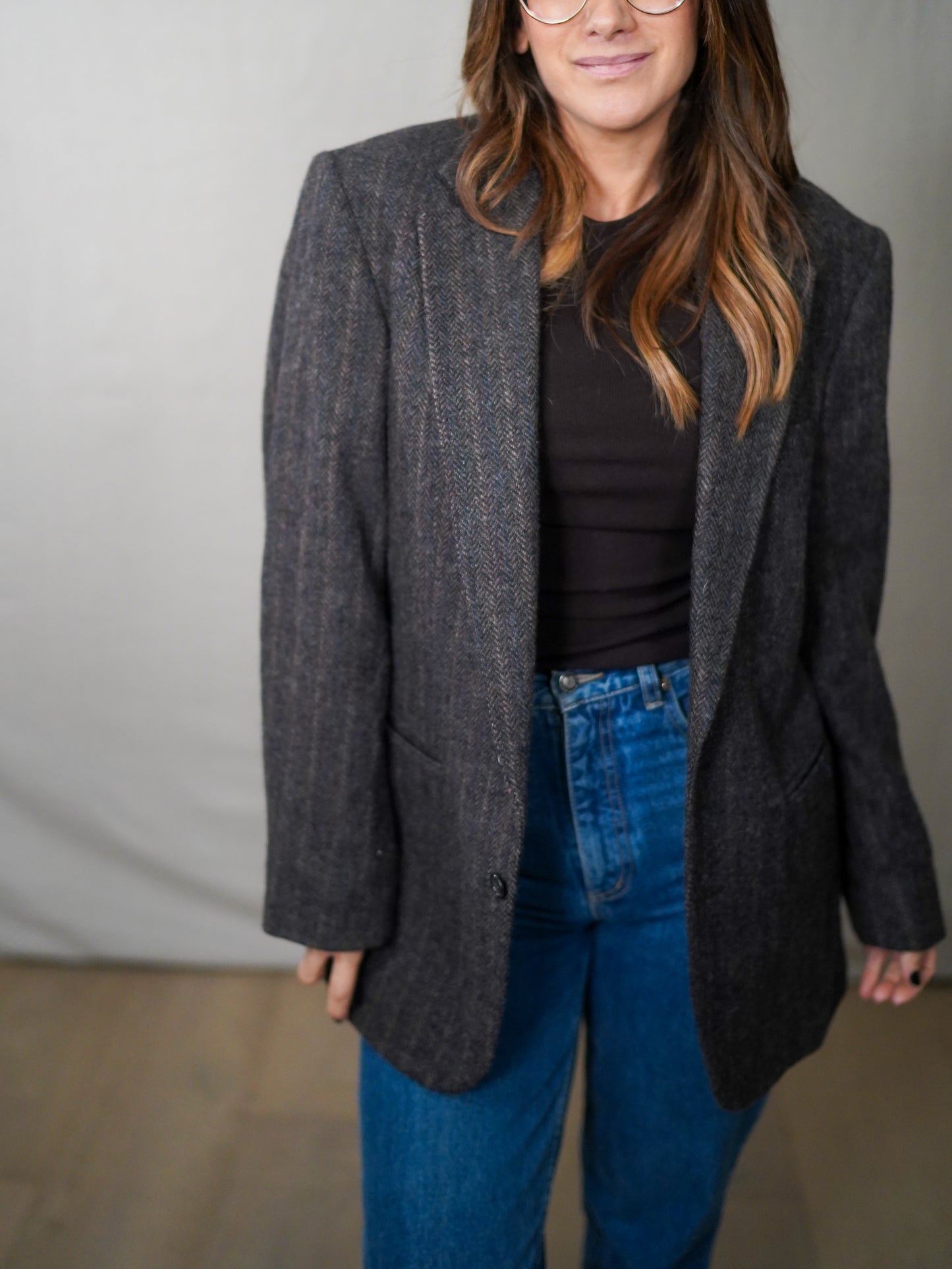 VINTAGE ANDHURST HERRINGBONE WOOL BLAZER