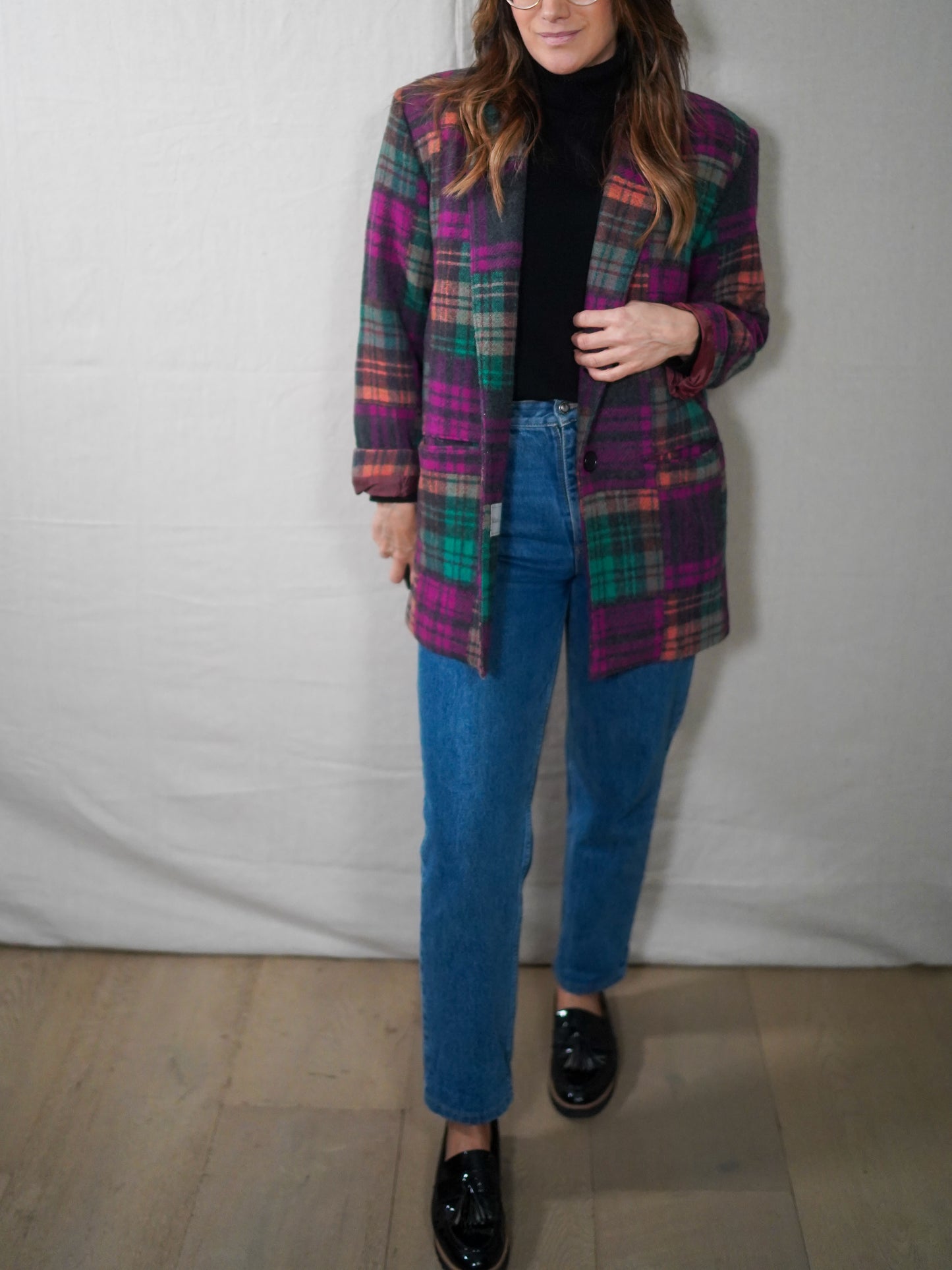 Vintage Michael Lewis Plaid Wool Coat