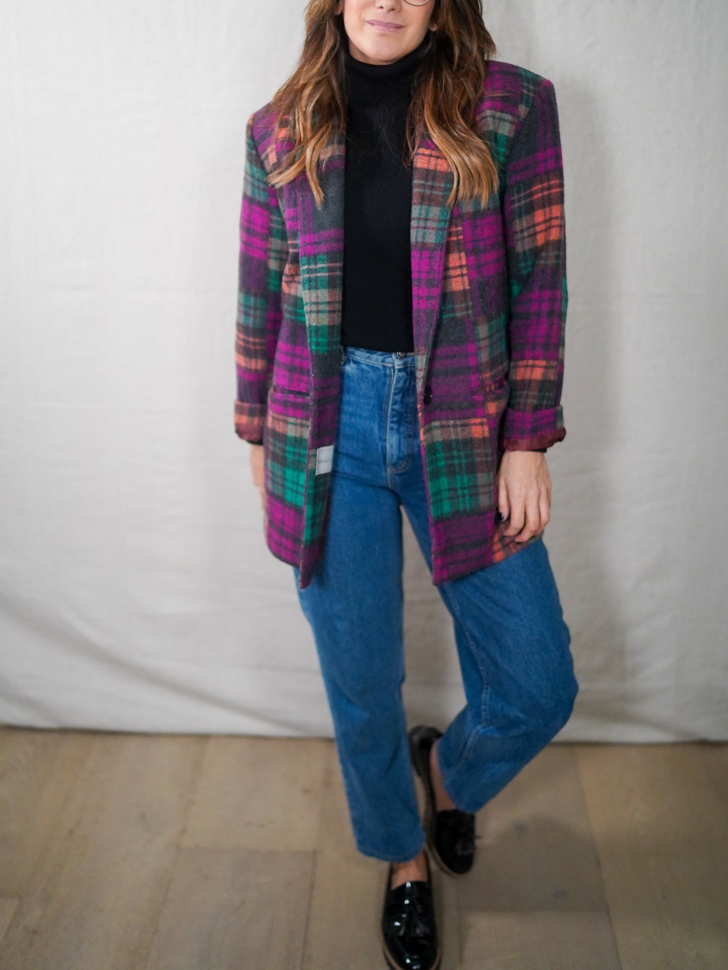 Vintage Michael Lewis Plaid Wool Coat