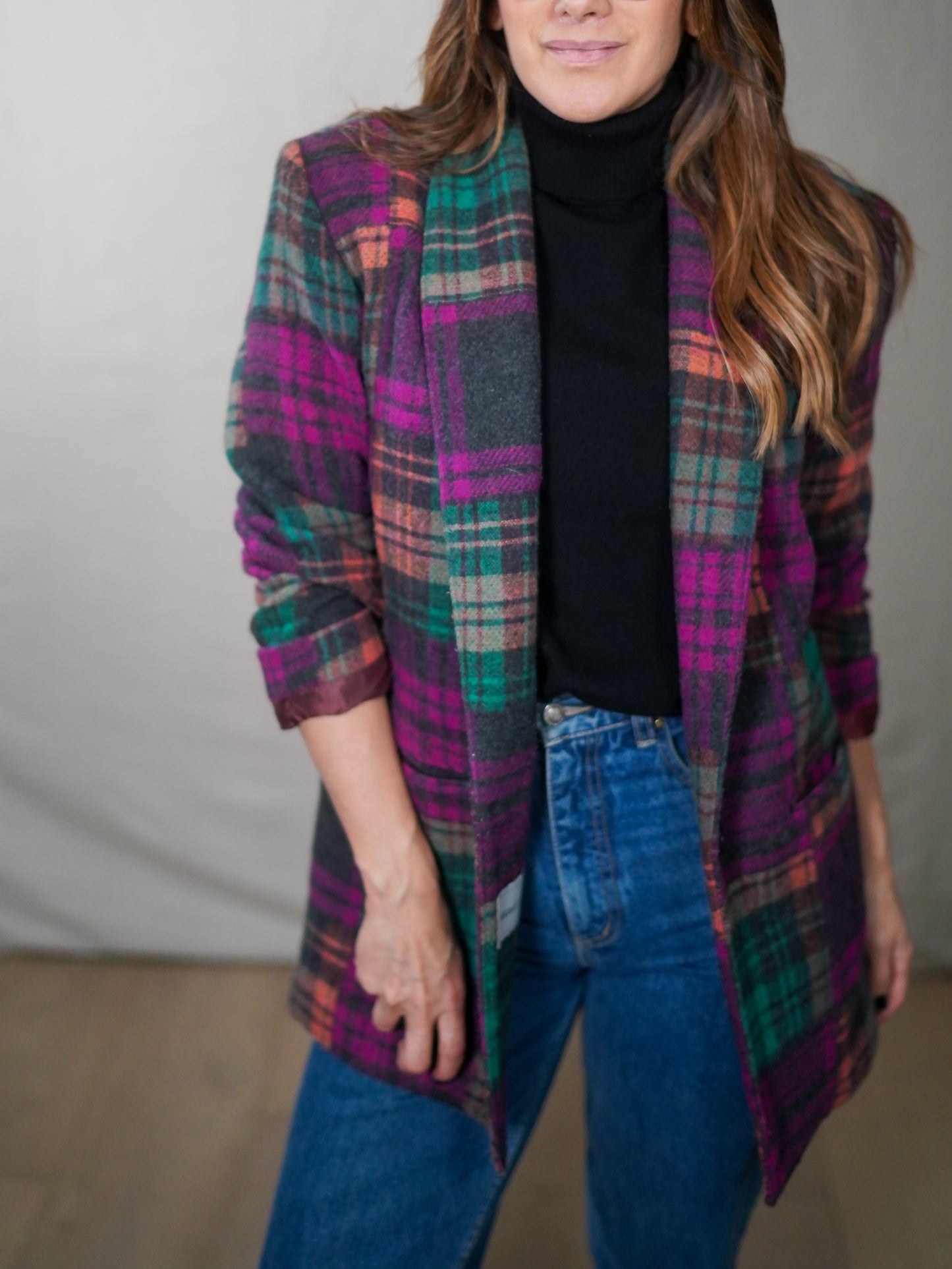 Vintage Michael Lewis Plaid Wool Coat