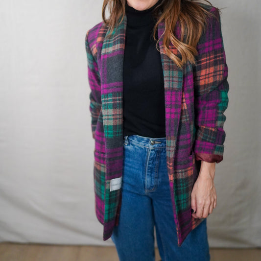 Vintage Michael Lewis Plaid Wool Coat