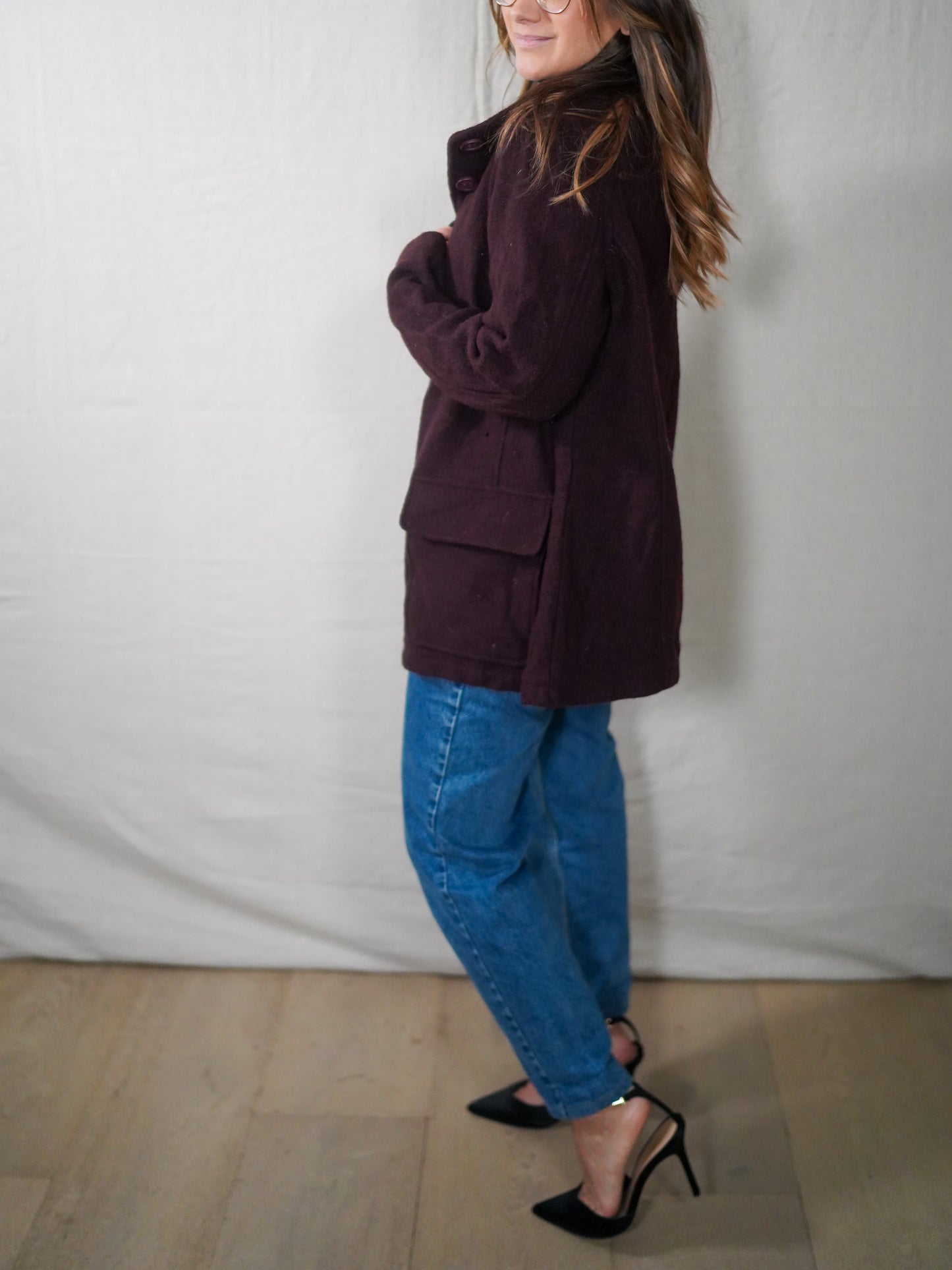 Vintage L.L. Bean Italian Wool Coat Jacket (Bellandi Fabric)