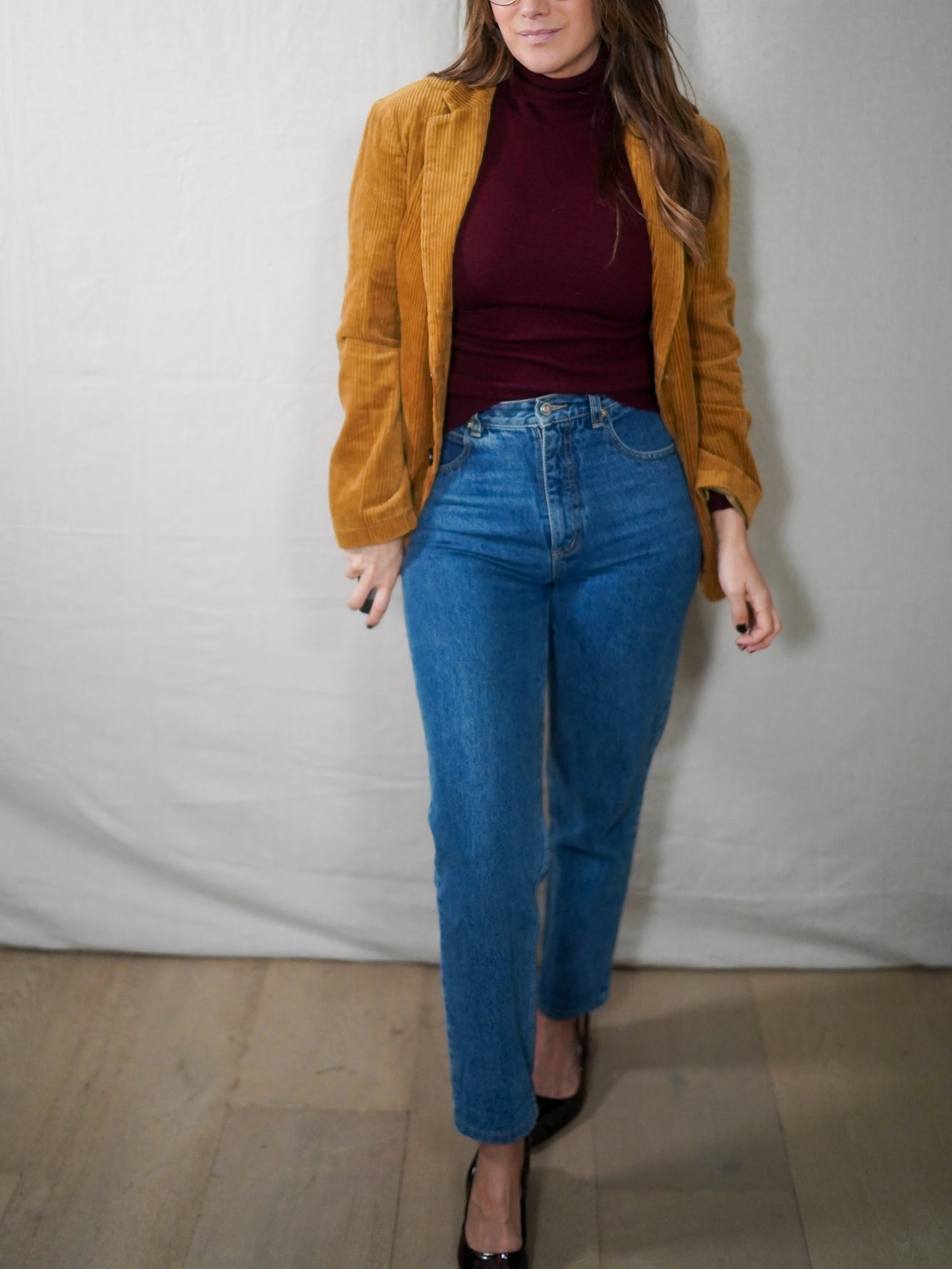 Camel Corduroy Elbow Patch Blazer Jacket Structured Casual Tailored Layer