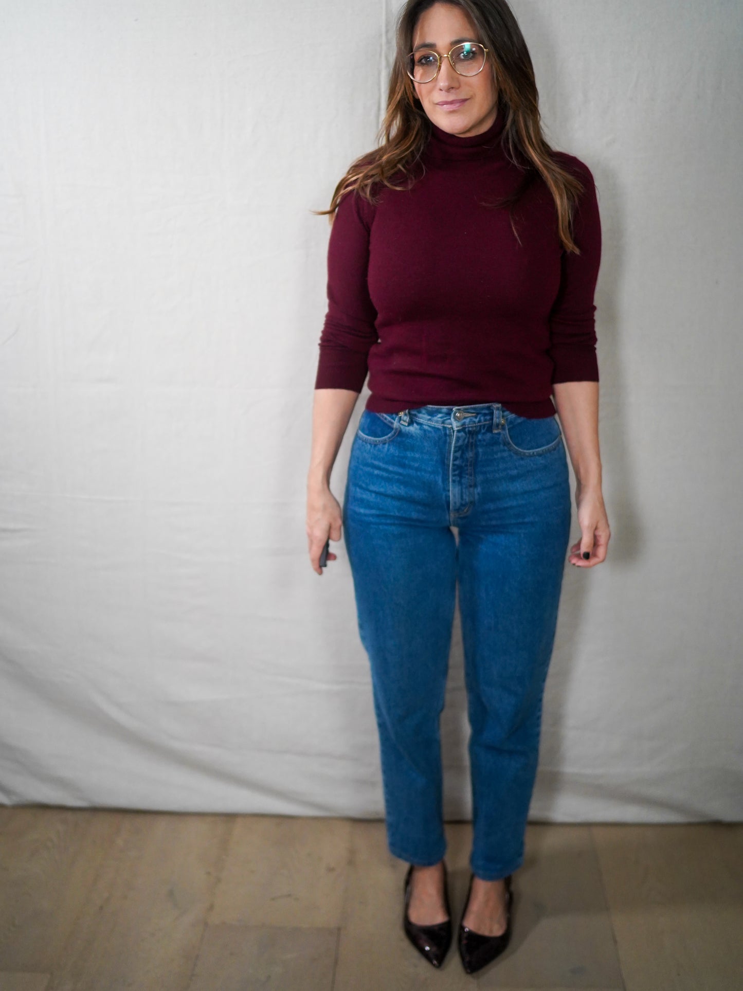 Vintage Brunella Gori Burgundy Merino Wool Turtleneck Sweater Top