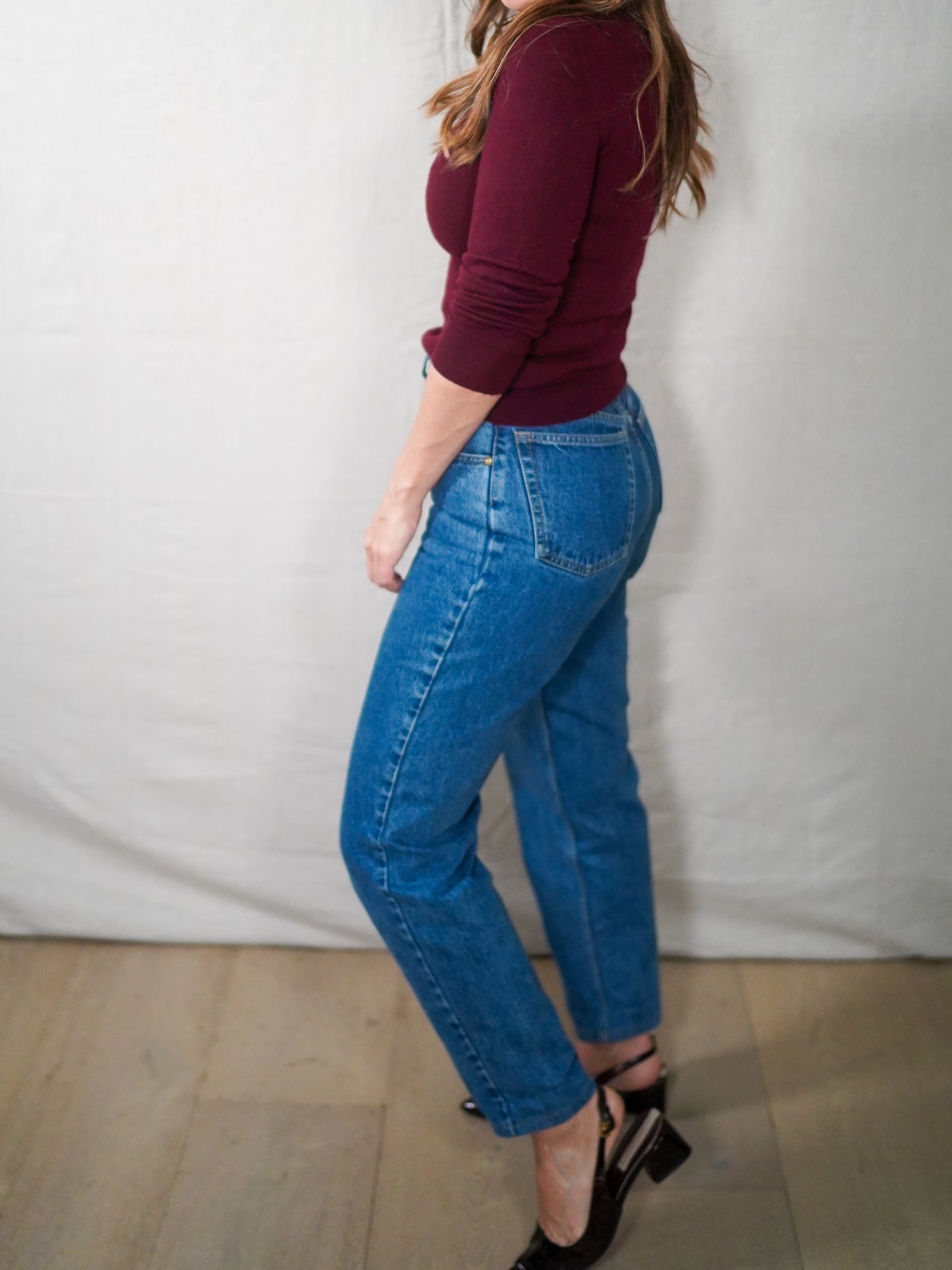 Vintage Brunella Gori Burgundy Merino Wool Turtleneck Sweater Top