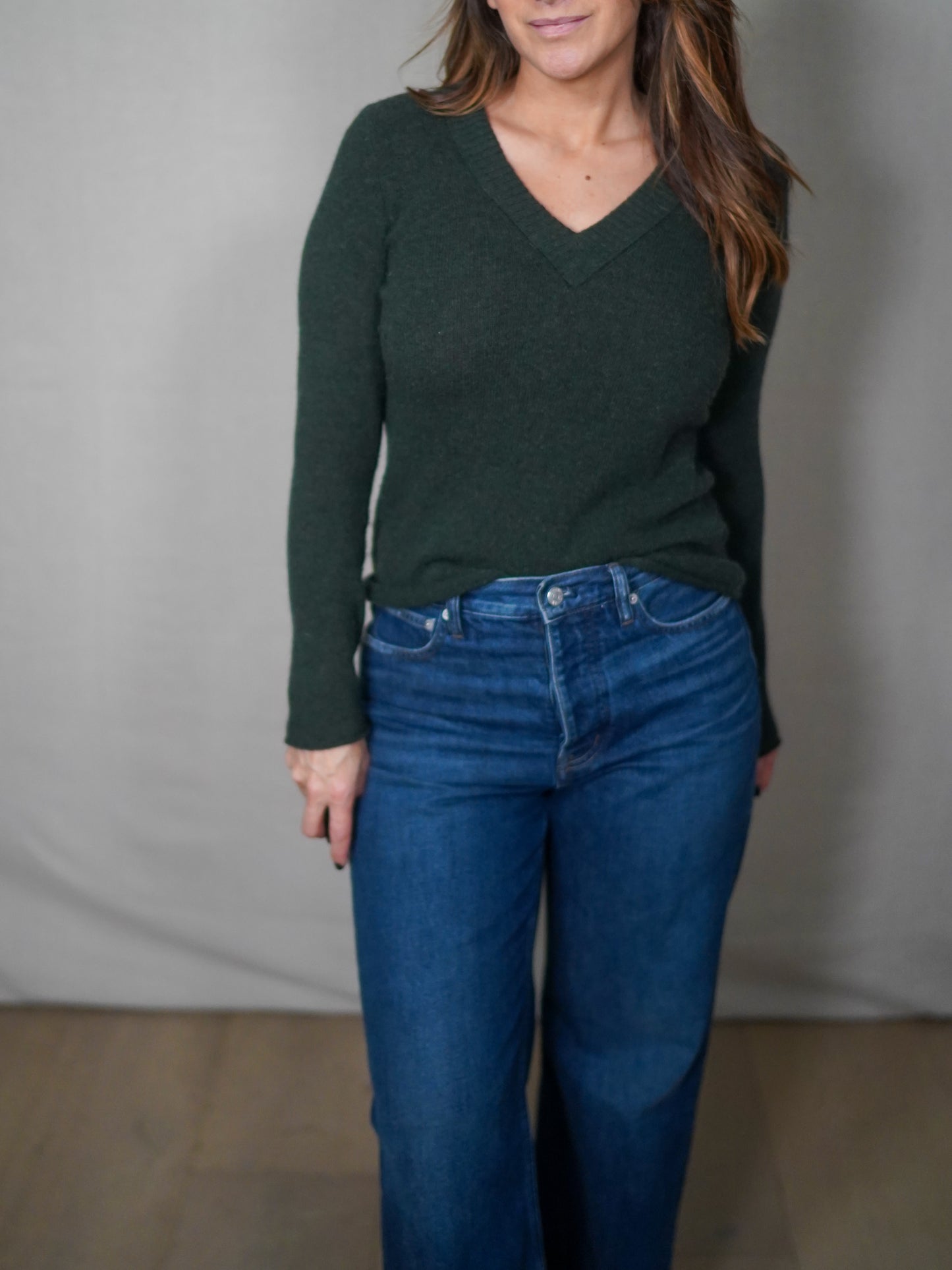 Vintage Banana Republic Forest Green Wool-Angora V-Neck Knit Sweater Top