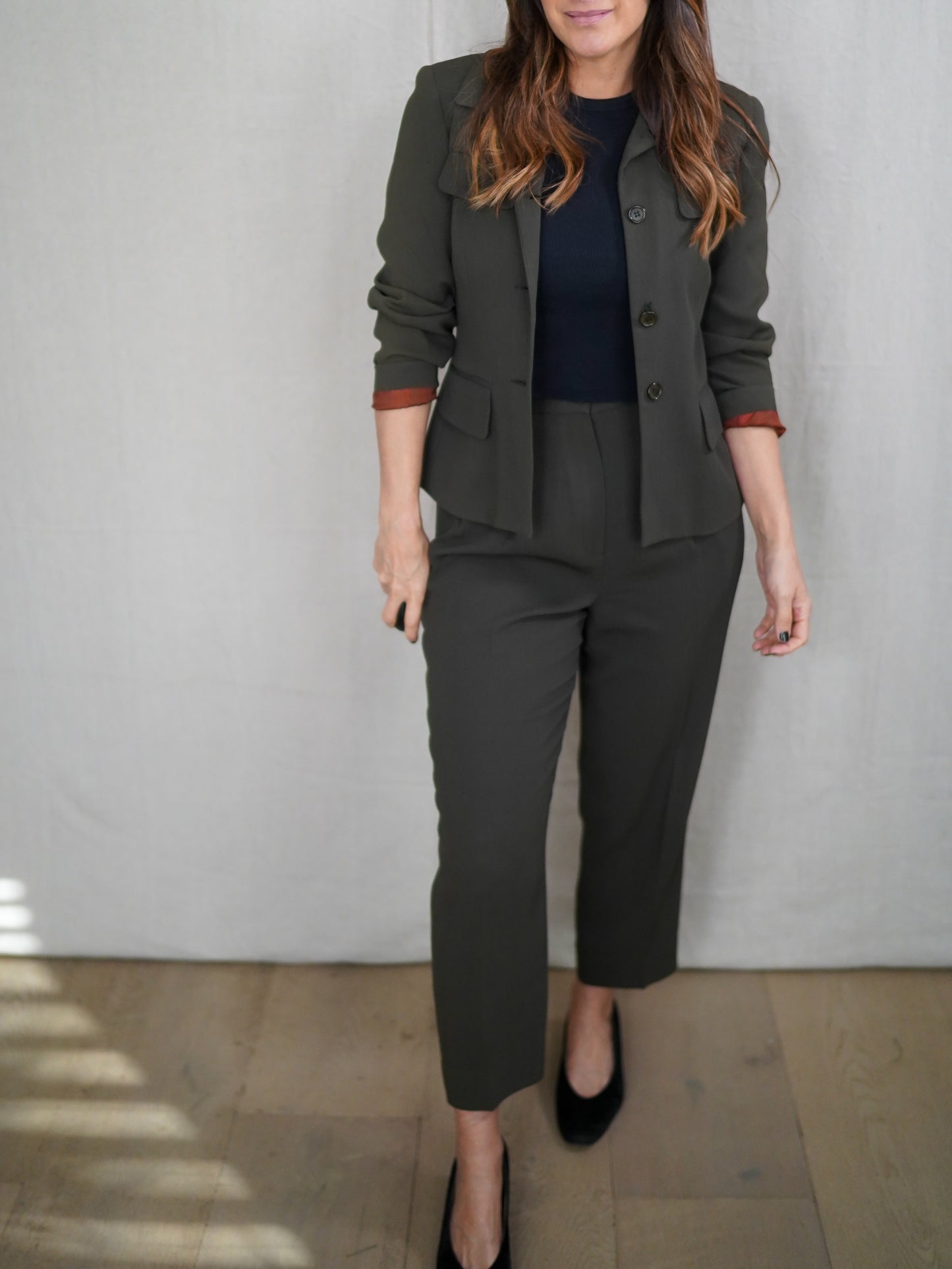 Vintage Olive Utility Cropped Blazer