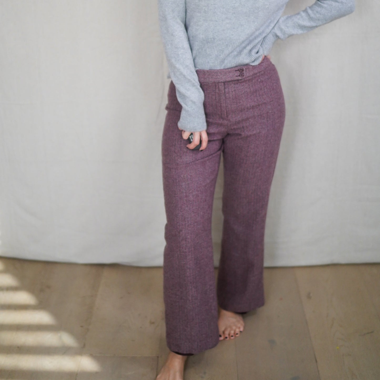 Vintage Pendleton Plum Tweed Wool Trousers Straight Leg High Waist Pants
