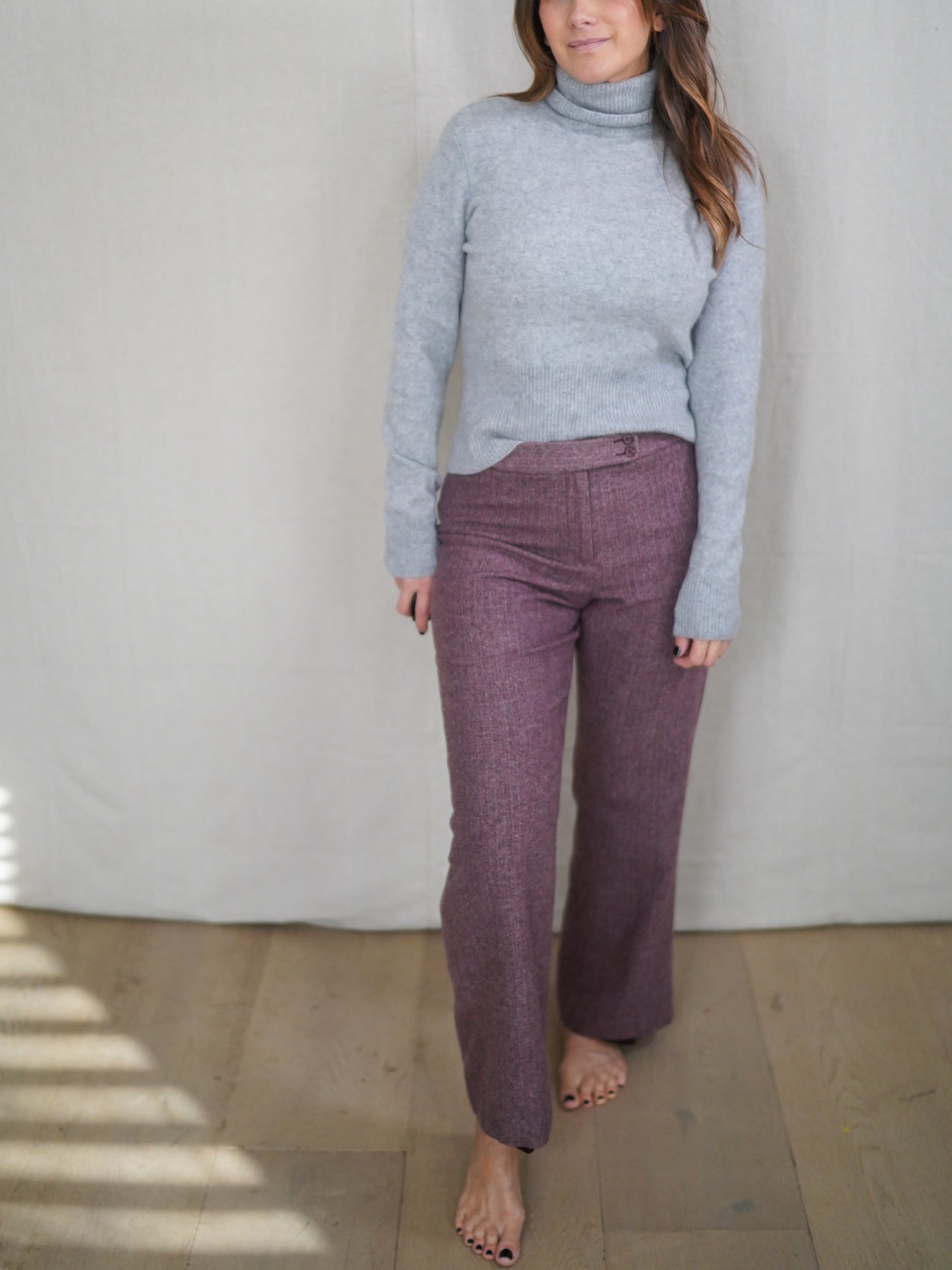 Vintage Pendleton Plum Tweed Wool Trousers Straight Leg High Waist Pants