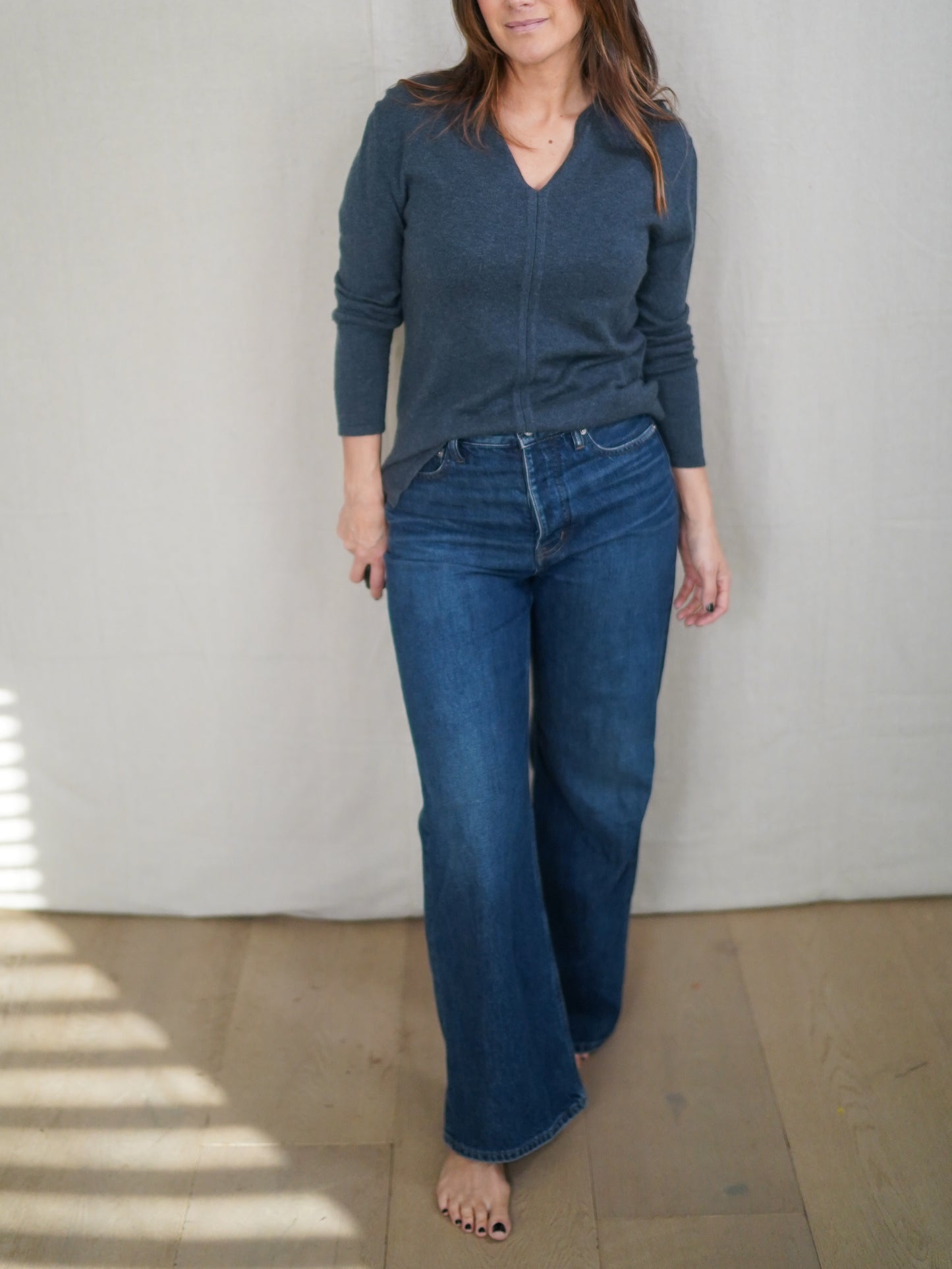 Vintage Jacobson’s Charcoal Cashmere Blend V-Neck Sweater