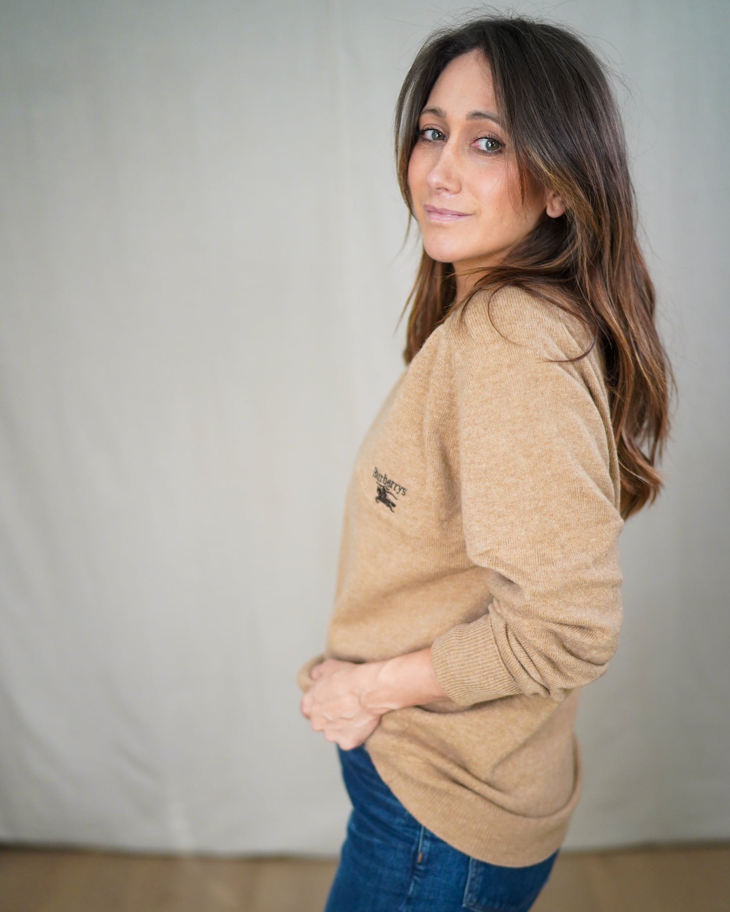 Vintage Burberrys Camel Lambswool V-Neck Sweater