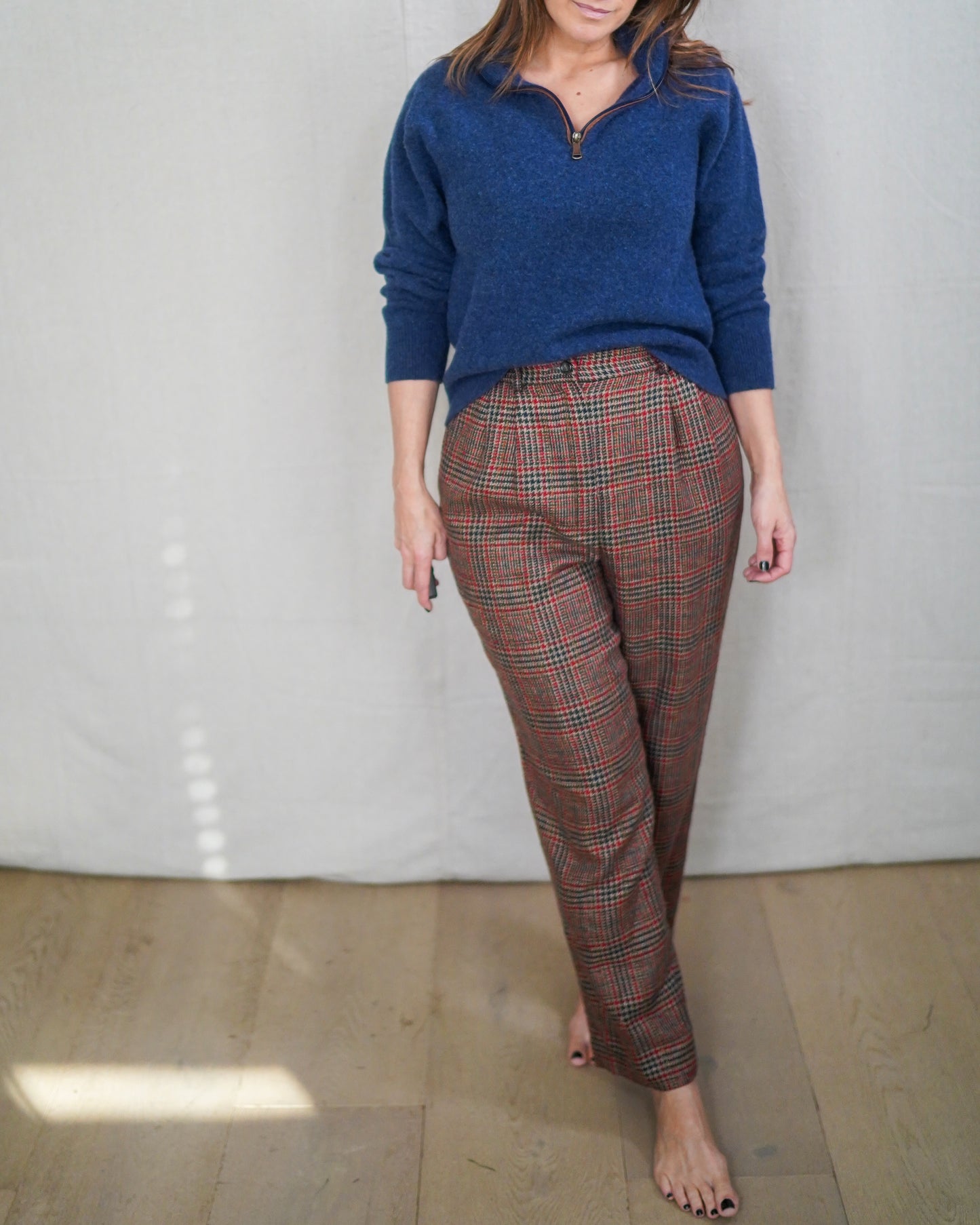 Vintage Pendleton Petite Plaid Wool Trousers – High Waist Straight Leg Heritage Pant