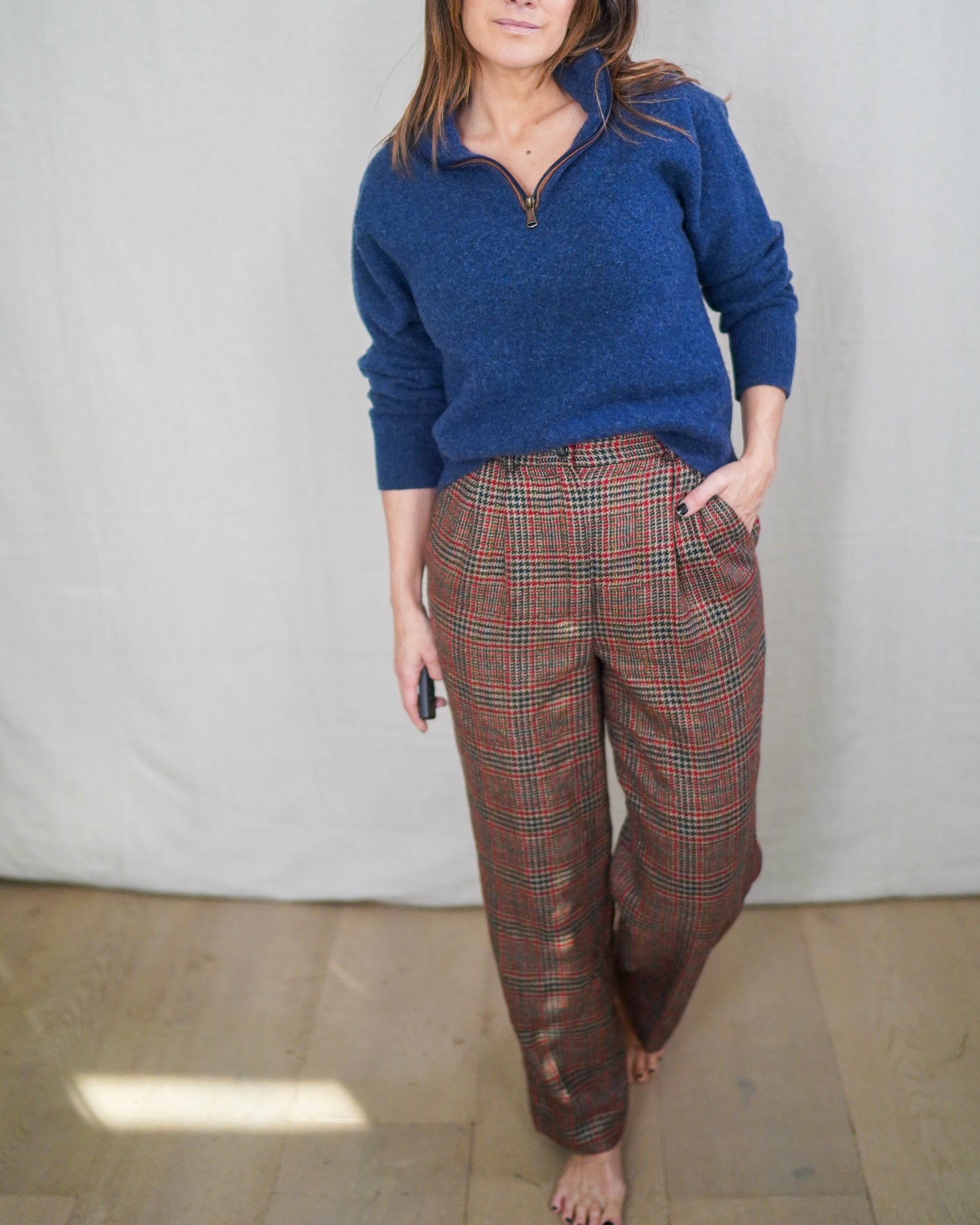 Vintage Orvis Blue Quarter-Zip Wool Blend Pullover Sweater