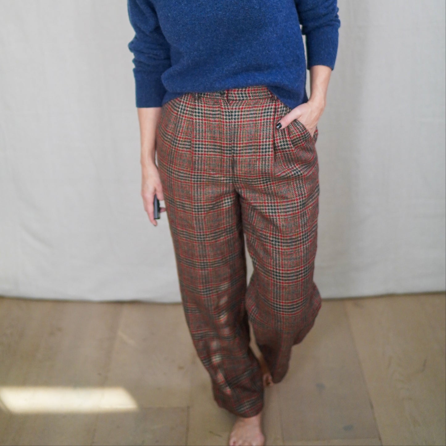 Vintage Pendleton Petite Plaid Wool Trousers – High Waist Straight Leg Heritage Pant