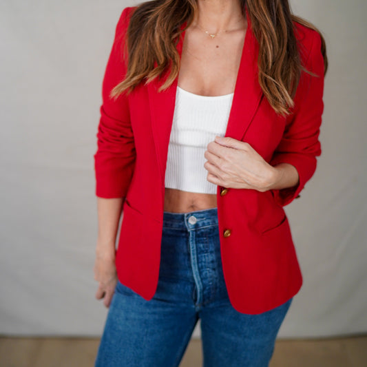 Vintage Cherry Red Power Blazer - Wool