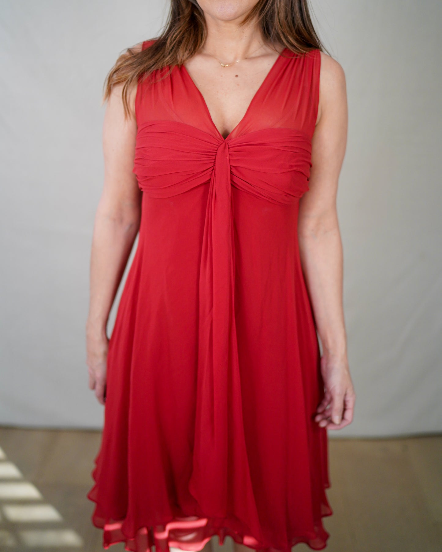 Vintage Donna Ricco Red Silk Chiffon Dress