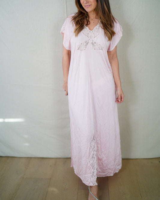 Vintage Blush Lace Nightgown Romantic