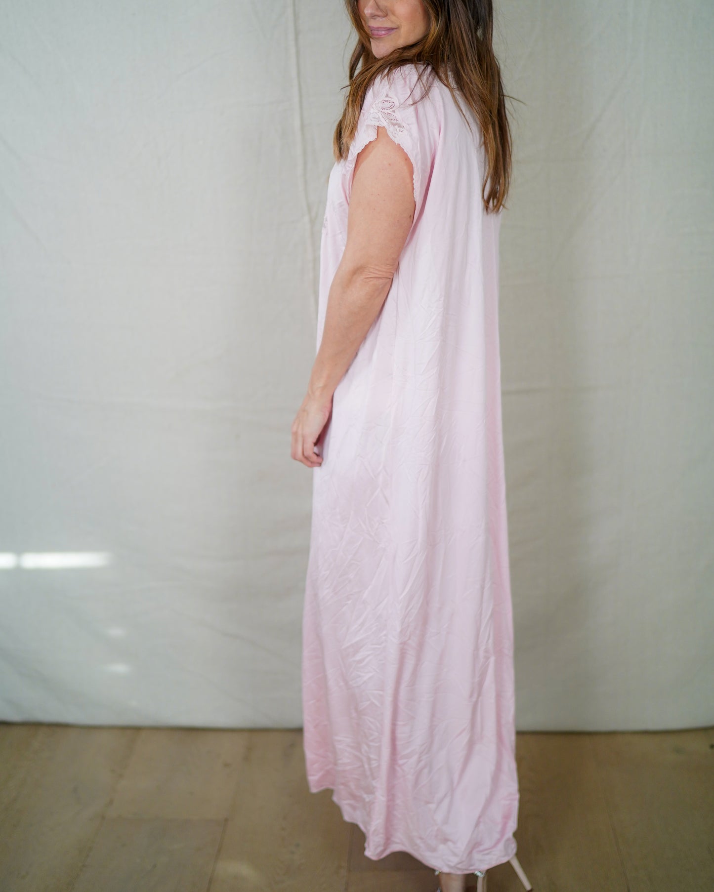 Vintage Blush Lace Nightgown Romantic