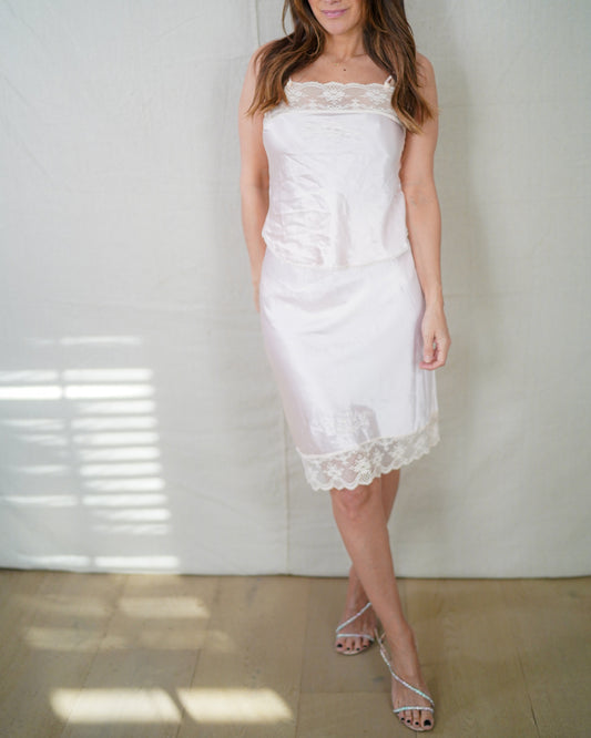 Vintage Christian Dior Blush Silk Lace Slip Set