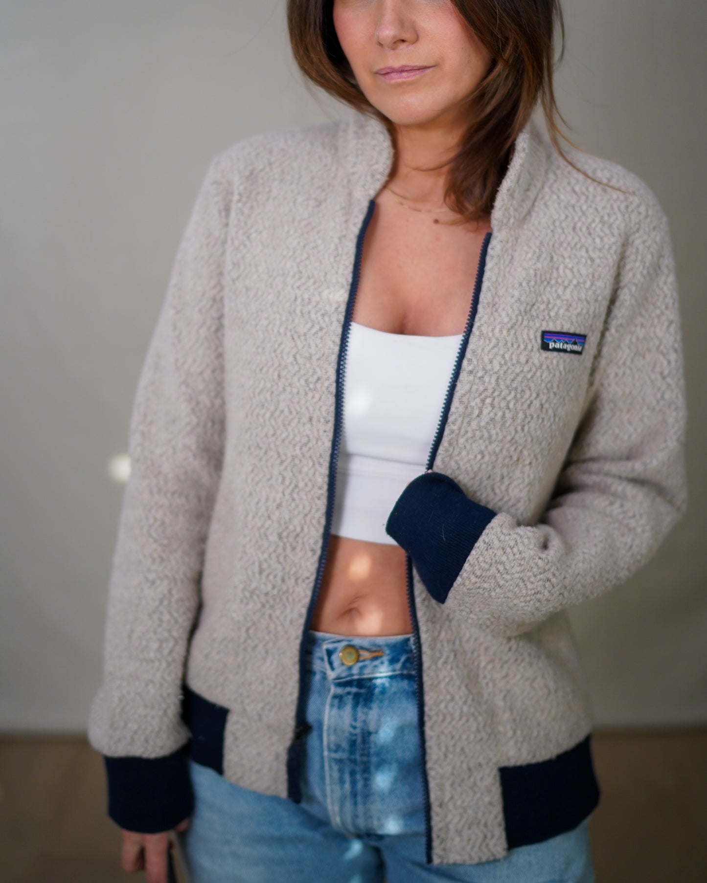 Patagonia Synchilla Fleece Jacket – Oatmeal / Navy