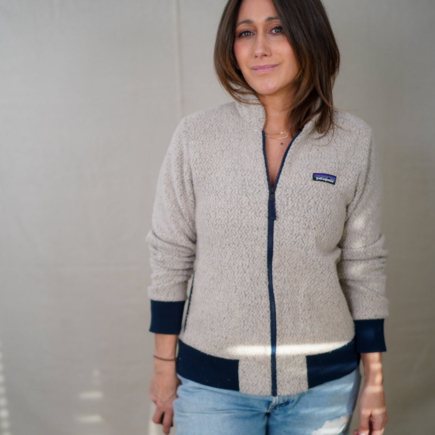 Patagonia Synchilla Fleece Jacket – Oatmeal / Navy