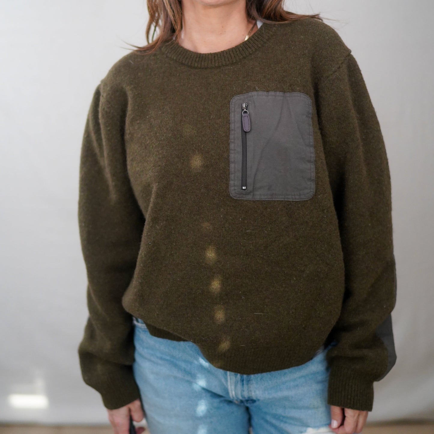 L.L.Bean Merino Wool Utility Pocket Sweater – Olive