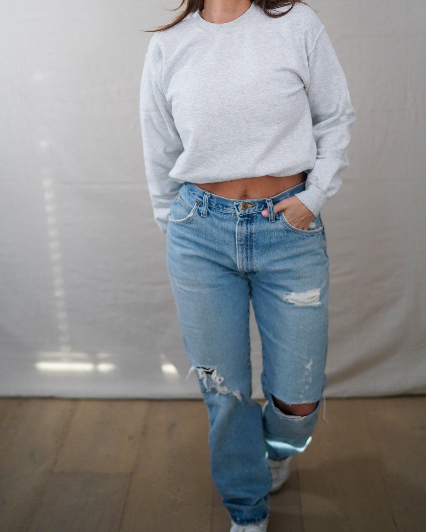 Vintage Heather Gray Crewneck Sweatshirt Classic Pullover Size M