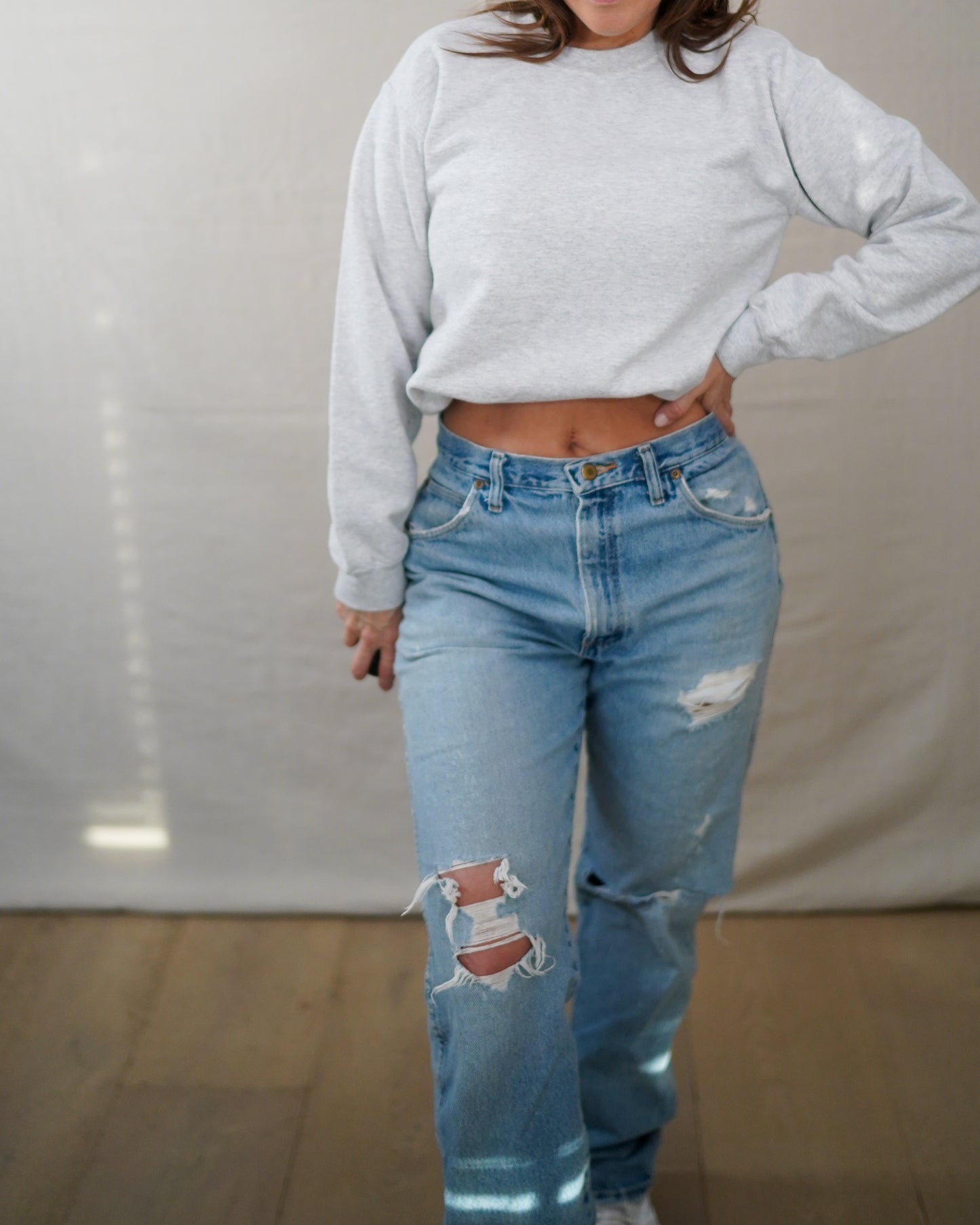 Vintage Heather Gray Crewneck Sweatshirt Classic Pullover Size M