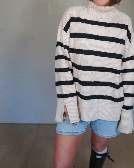 ZARA Striped Turtleneck Sweater