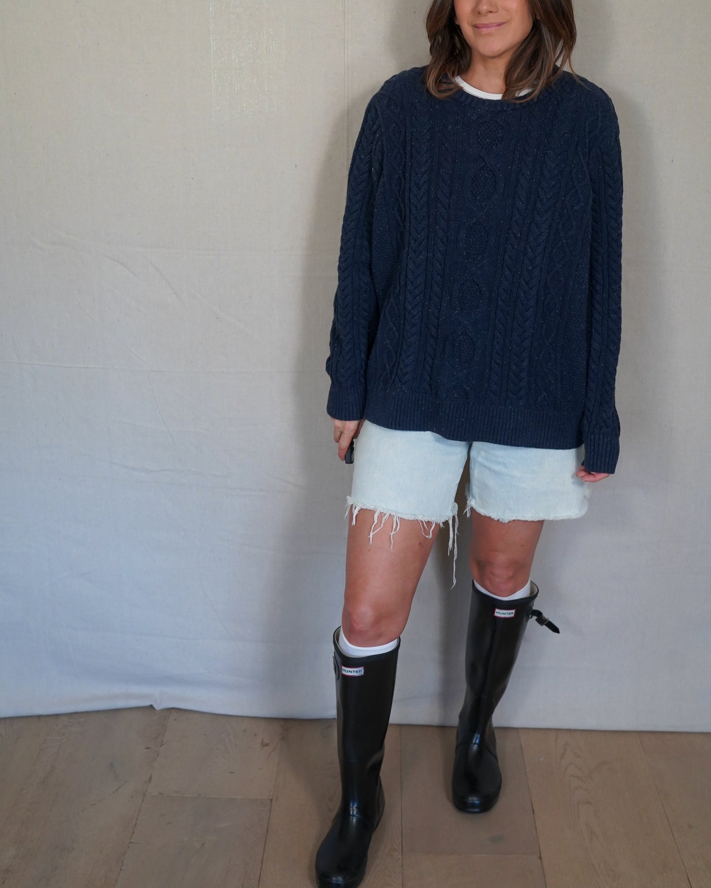 L.L.Bean Navy Cable Knit Sweater / Fisherman Crewneck Pullover