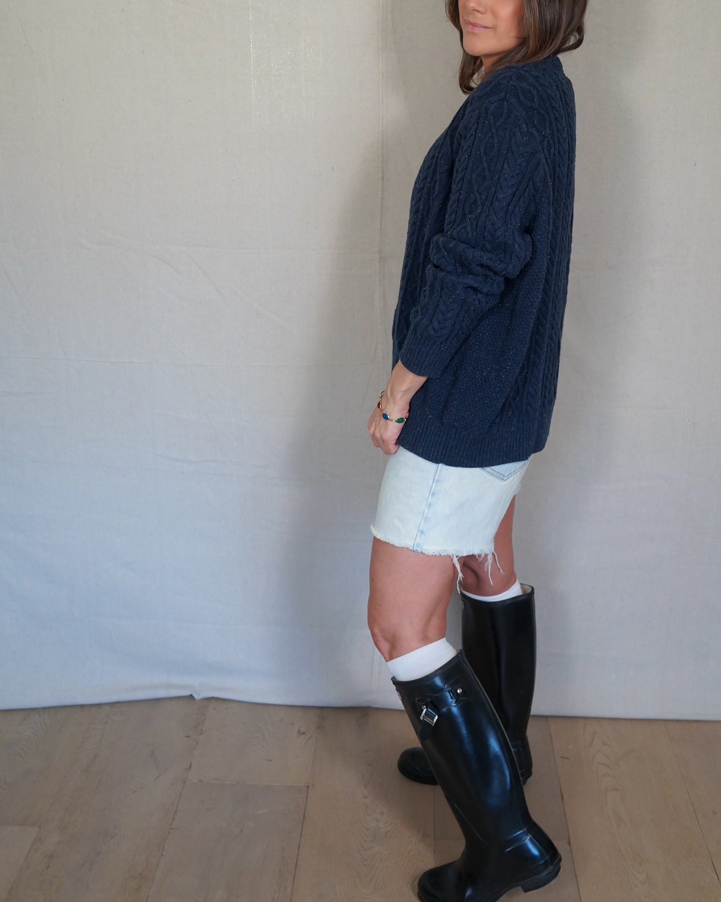 L.L.Bean Navy Cable Knit Sweater / Fisherman Crewneck Pullover