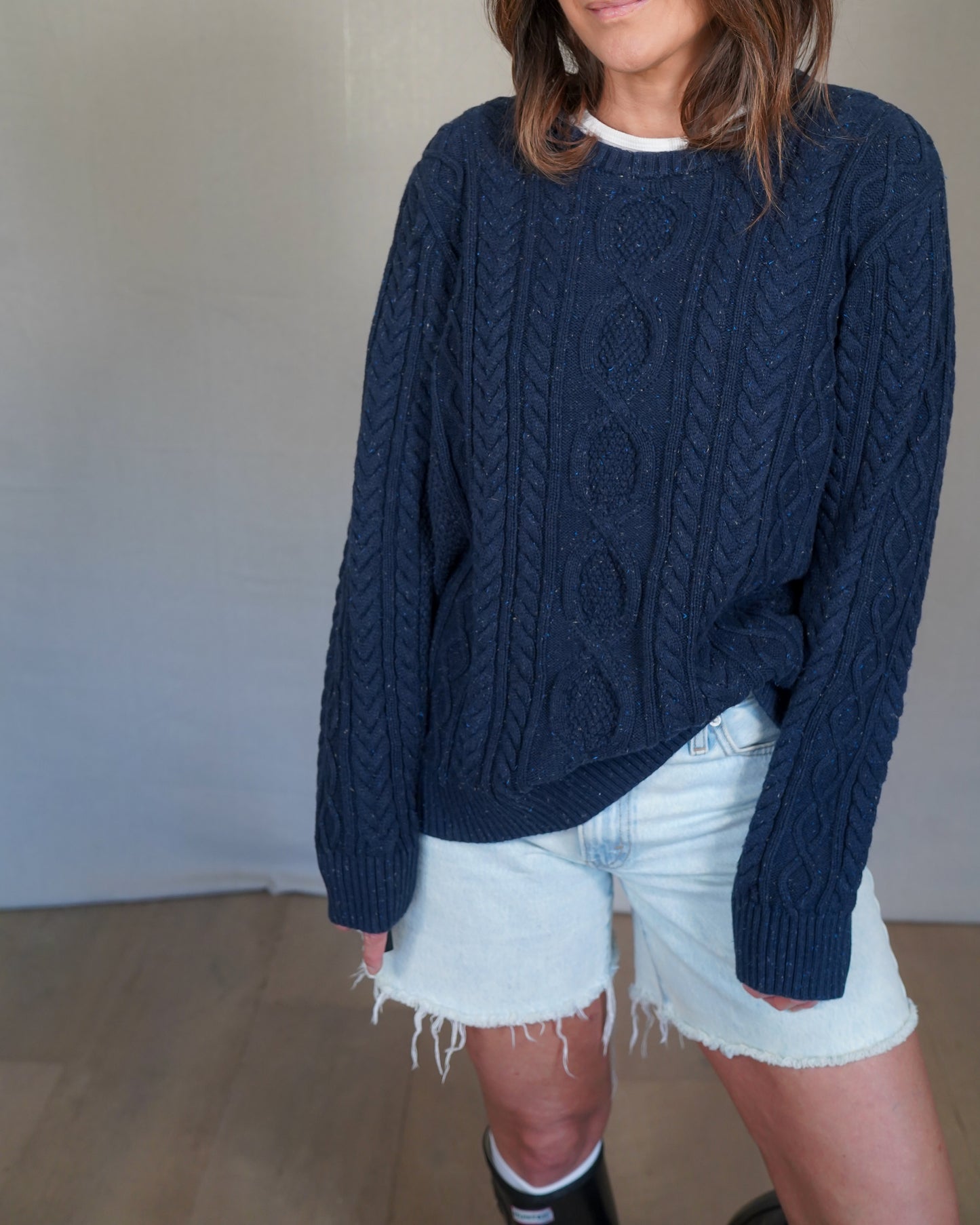 L.L.Bean Navy Cable Knit Sweater / Fisherman Crewneck Pullover