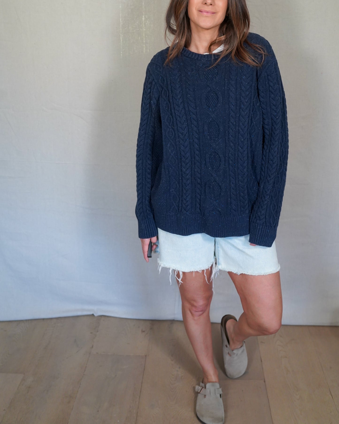 L.L.Bean Navy Cable Knit Sweater / Fisherman Crewneck Pullover