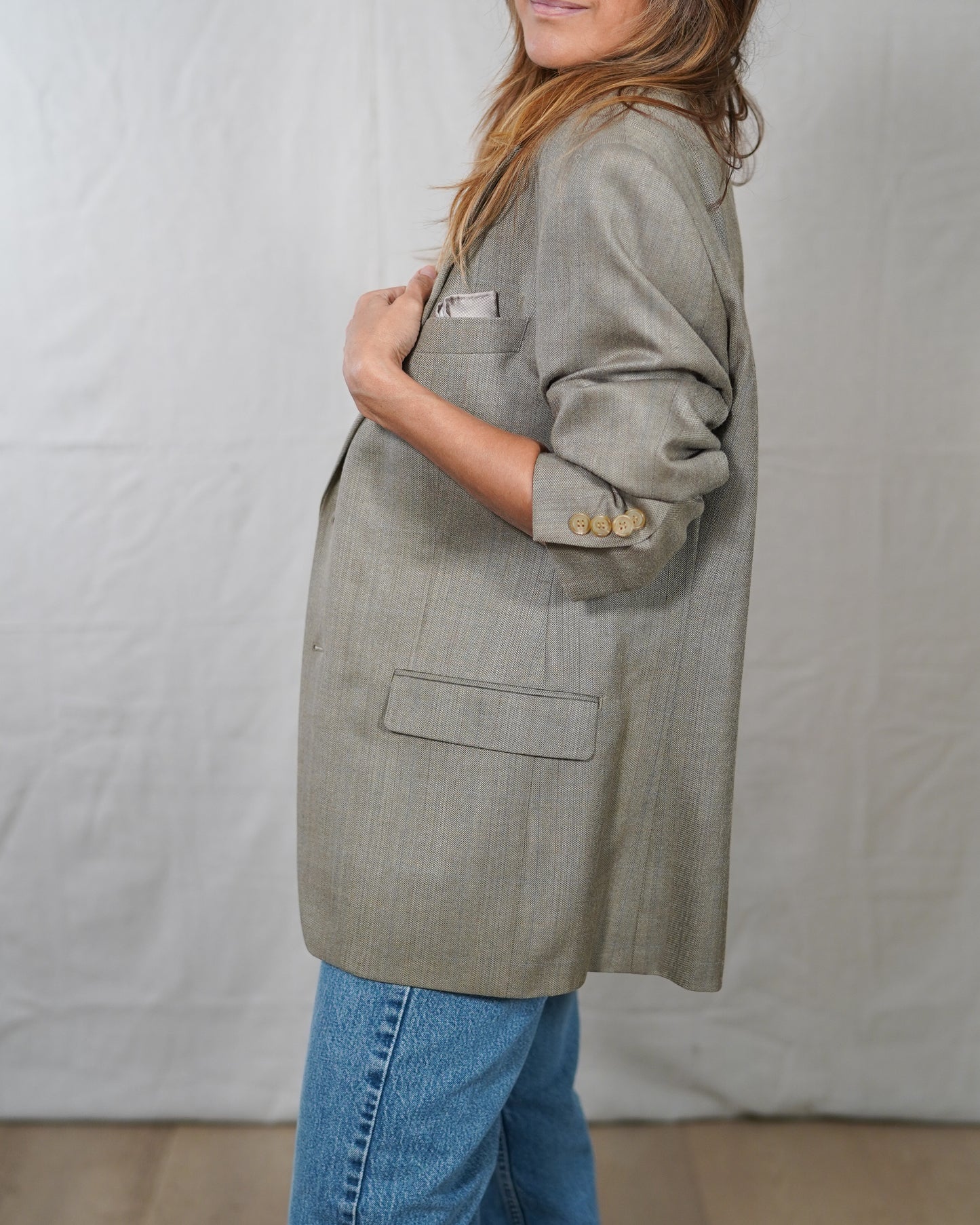 Lauren Ralph Lauren Silk Wool Blazer Sage Gray Tailored Jacket Quiet Luxury Minimalist
