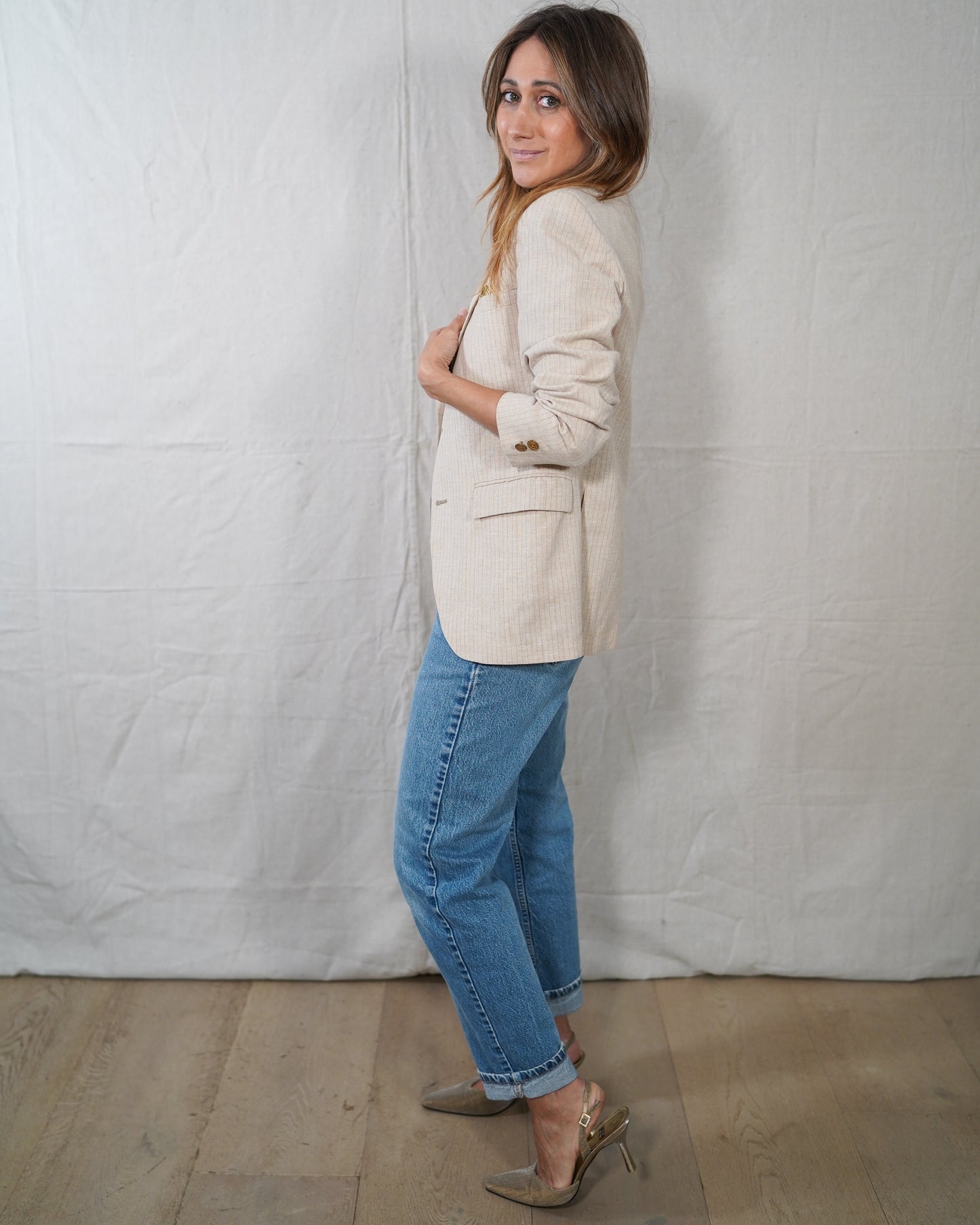 Vintage Pierre Cardin Oatmeal Pinstripe Blazer