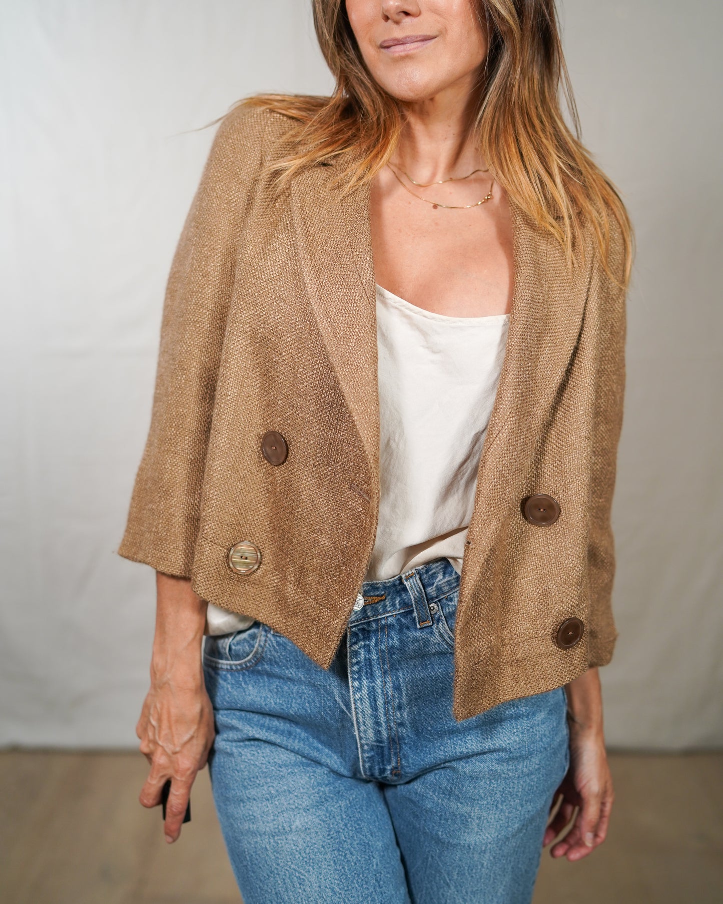 Talbots Textured Camel Cropped Blazer
