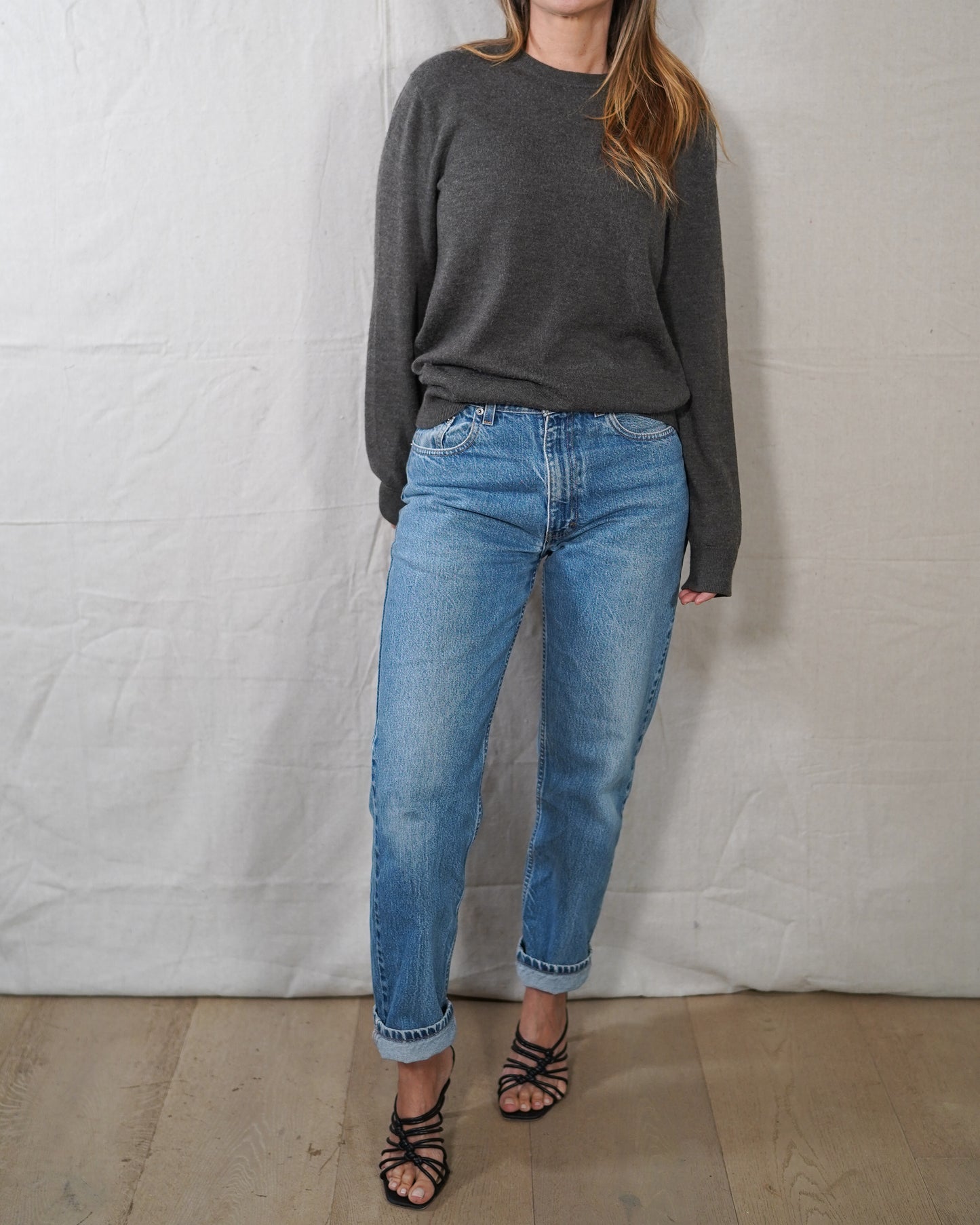 Banana Republic Merino Wool Crewneck Sweater Charcoal Gray Size M
