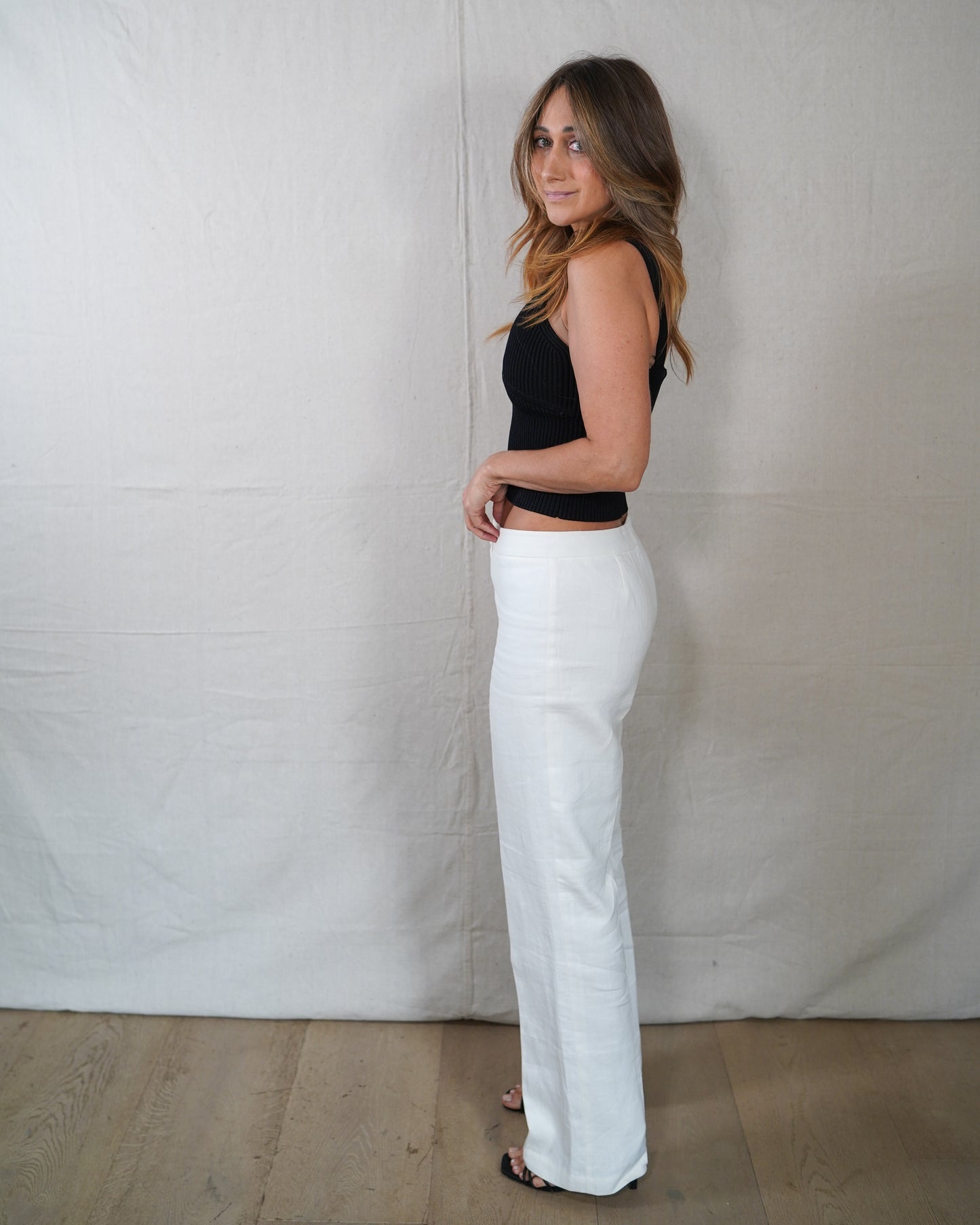 Lafayette 148 White Linen Blend Wide Leg Trousers Size 4