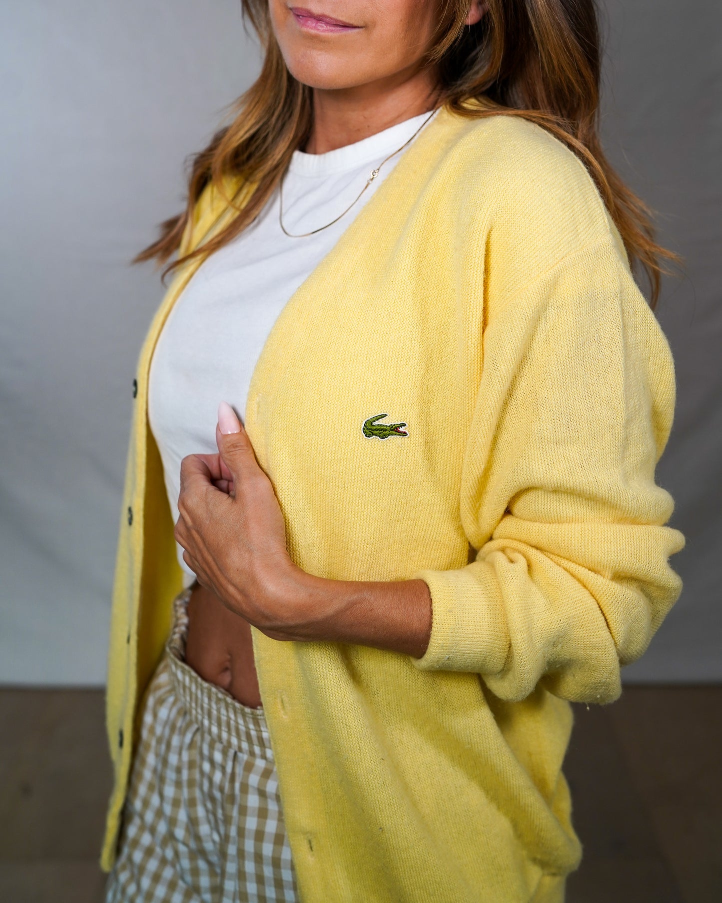 Vintage Izod Lacoste Cardigan Butter Yellow Medium