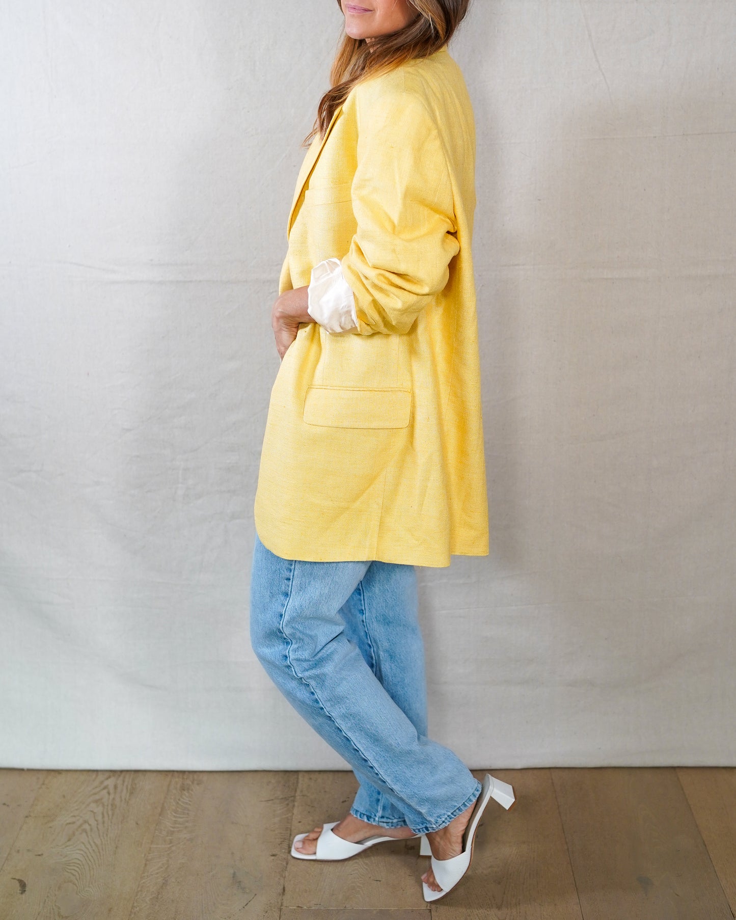 Vintage Bachrach Lemon Linen Blend Blazer | Size 40R