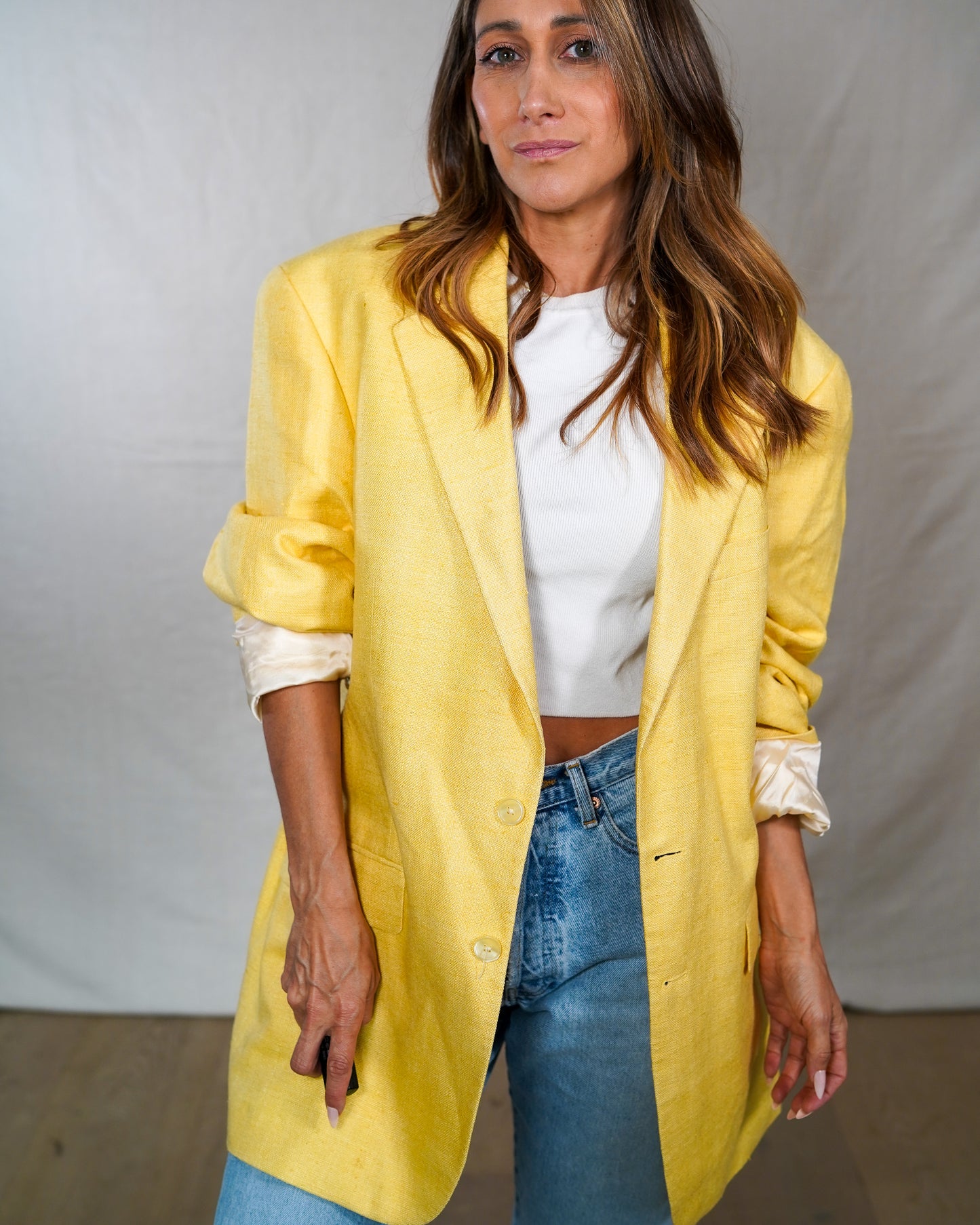 Vintage Bachrach Lemon Linen Blend Blazer | Size 40R