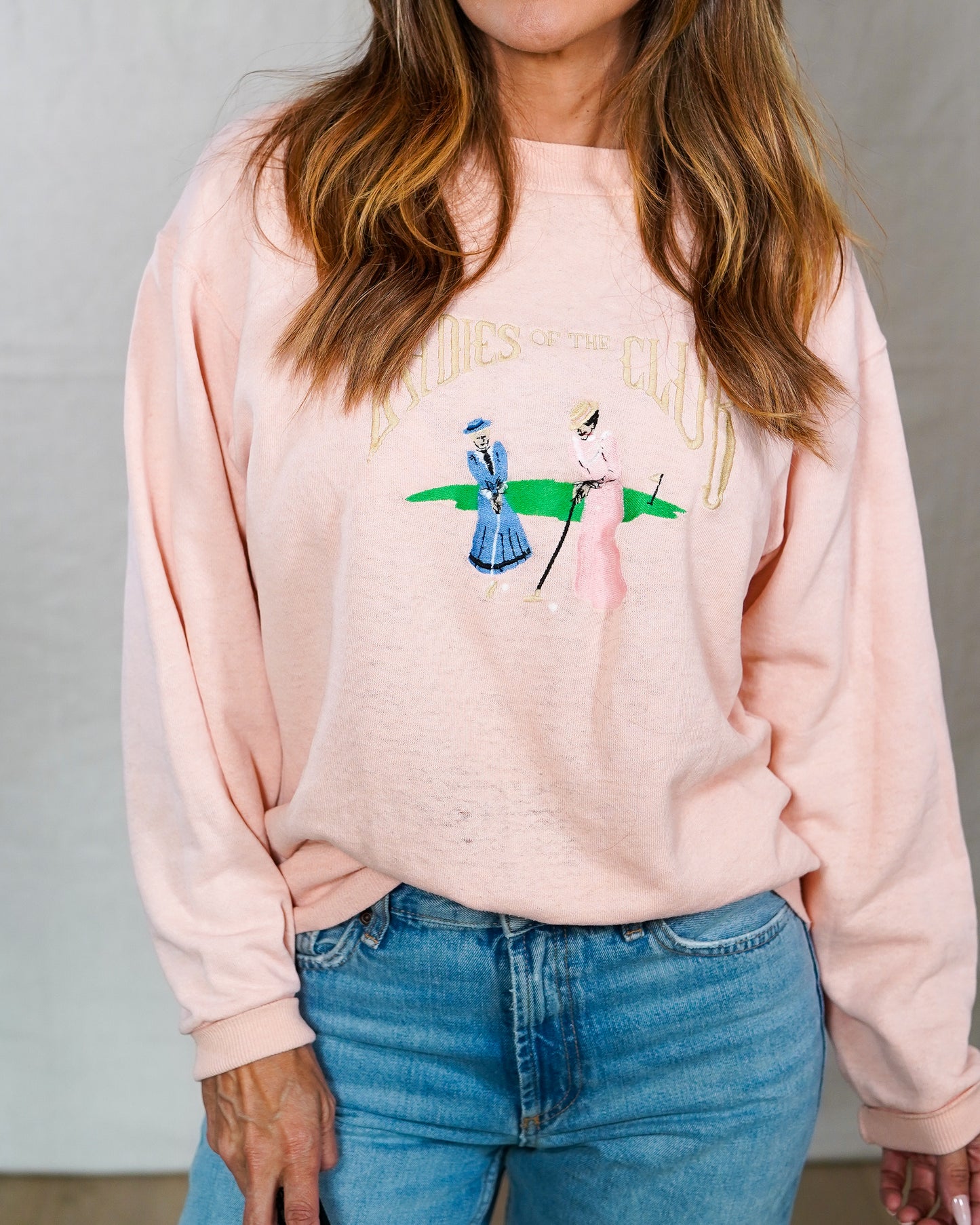 Vintage Ladies of the Club Embroidered Sweatshirt - Preppy