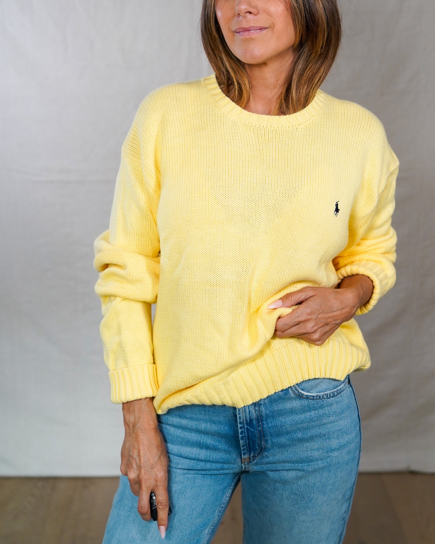Vintage Butter Yellow Polo Ralph Lauren Cotton Sweater Oversized