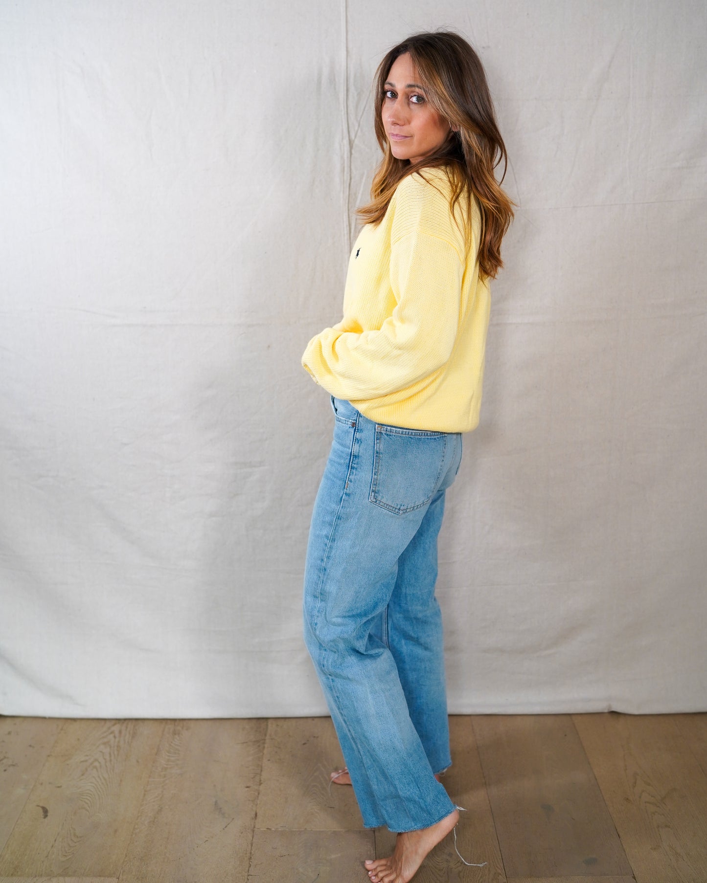 Vintage Butter Yellow Polo Ralph Lauren Cotton Sweater Oversized