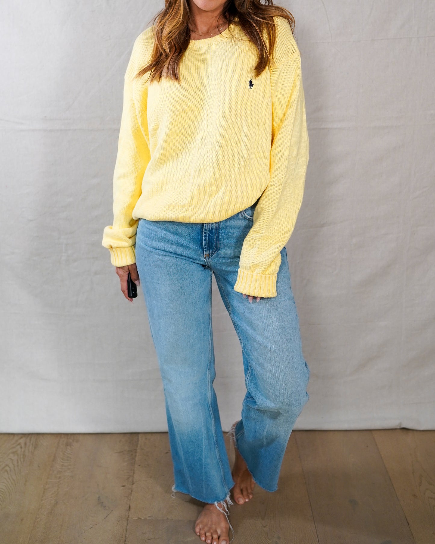 Vintage Butter Yellow Polo Ralph Lauren Cotton Sweater Oversized