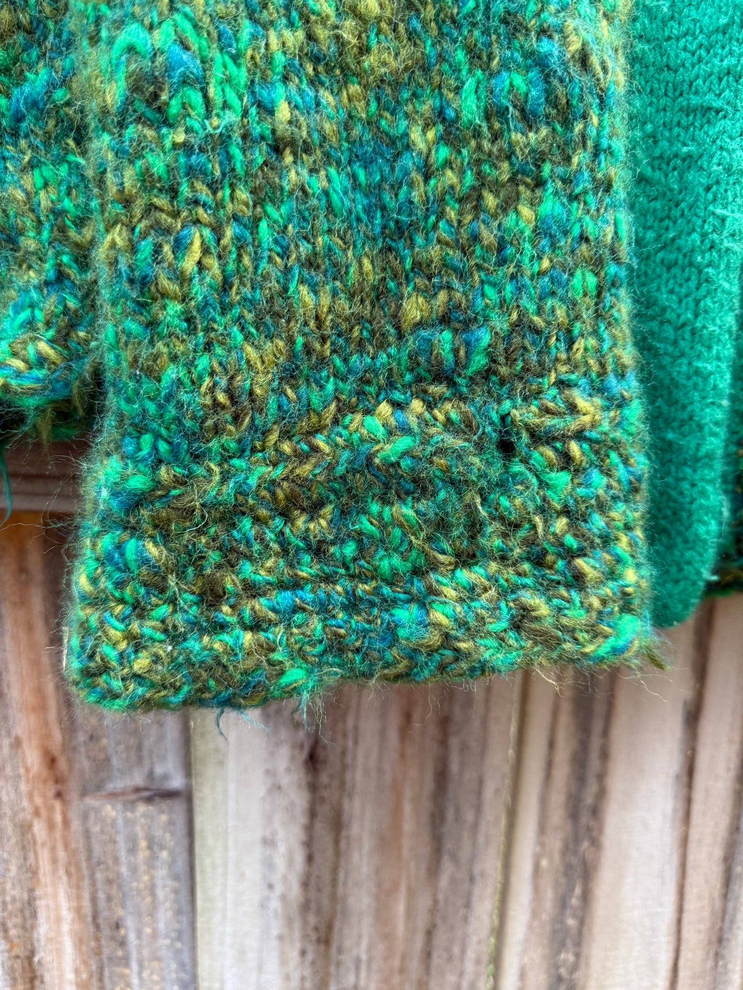 Vintage Hand-Knit Green Wool Cardigan by Gladys Massey