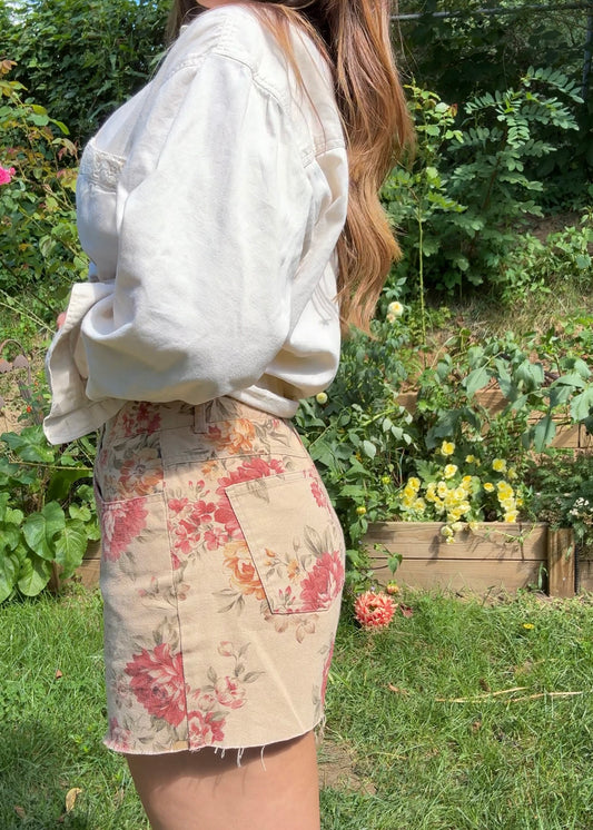 Reworked Painterly Floral Canvas Shorts - Vintage Talbots