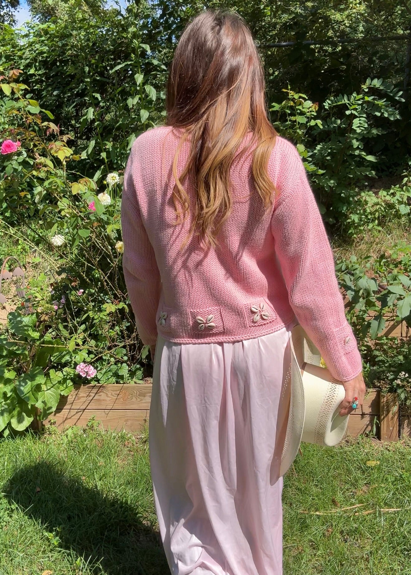 Cowrie Shell Knit Sweater — Bubblegum Pink 90s Surf / Coastal Cowboy