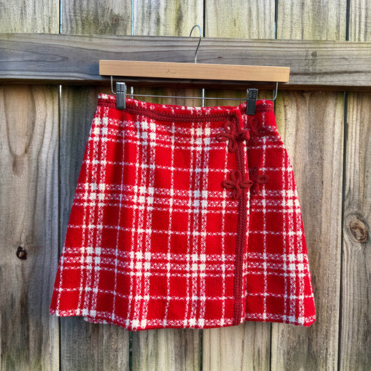 Reworked Vintage Koret of California Plaid Mini Skirt Holiday Red